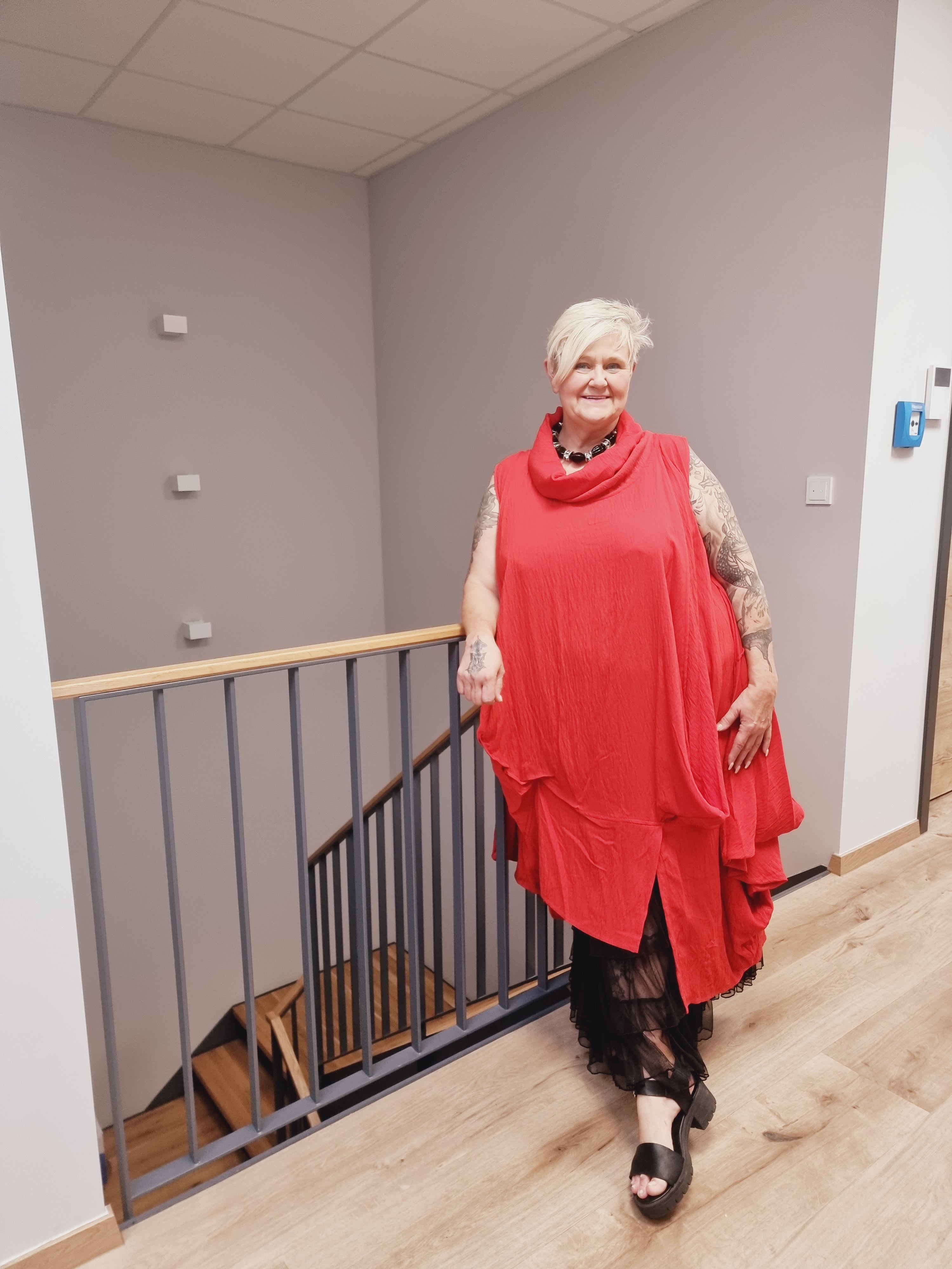 Longtunika Kleid Mädchenglück in 4 Farben und bis Größe 58/60 mit Fallkragen 