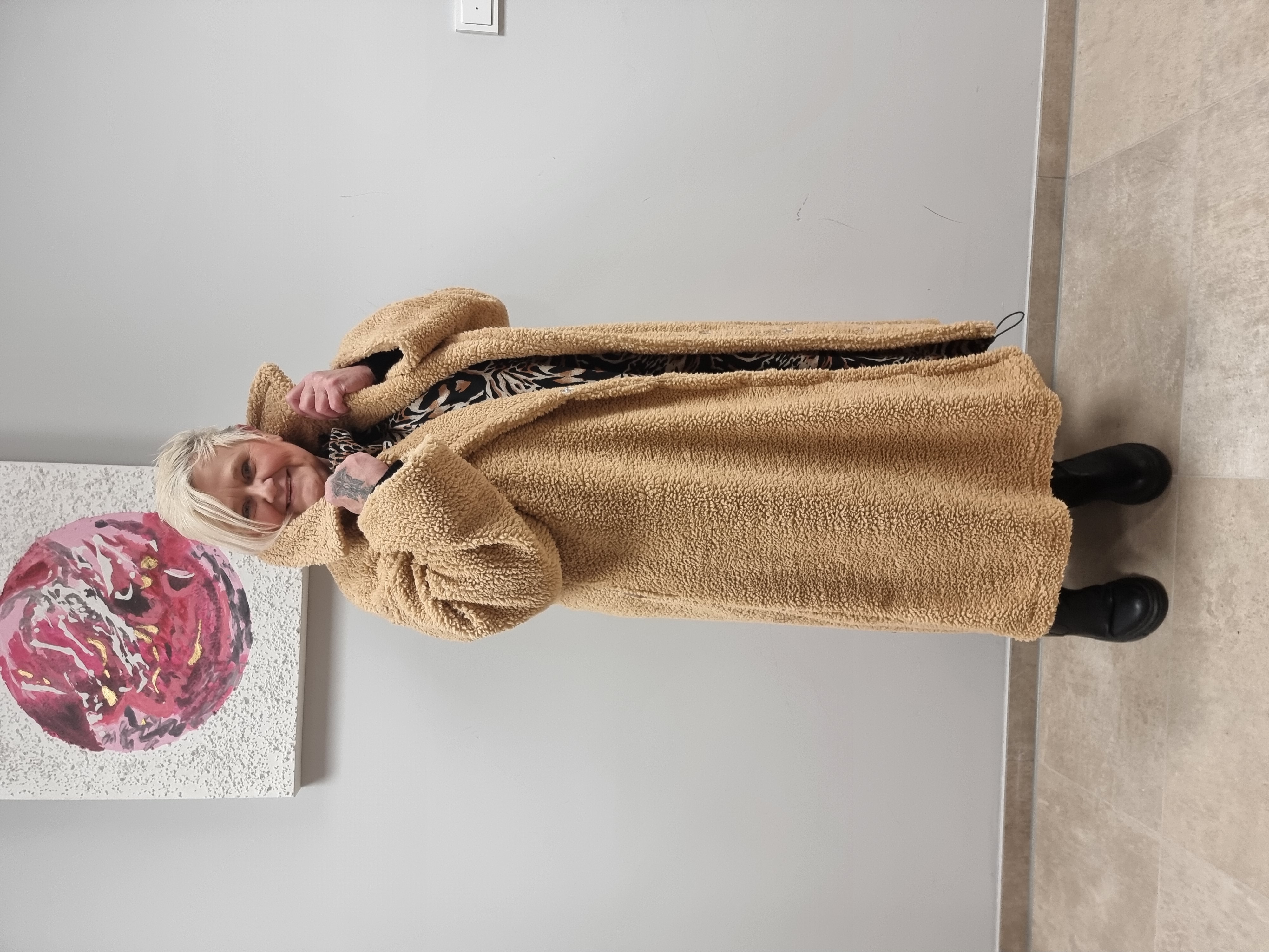CN-G Teddy Mantel in Camel 4 Größen bis Größe 62