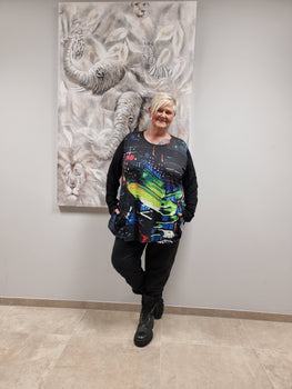 Tunika von CN-G aus Jersey mit Buntem Motiv in 3 Größen bis Gr 60