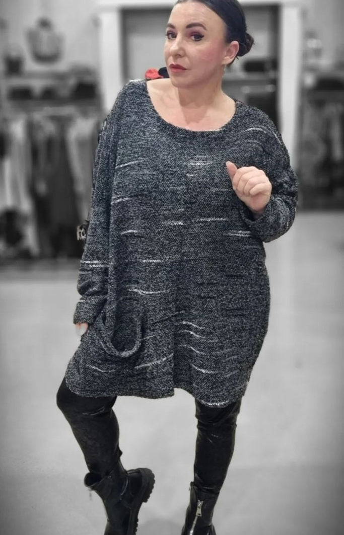 Mädchenglück Pullover in 2 Größen Grau Schwarz Weiß