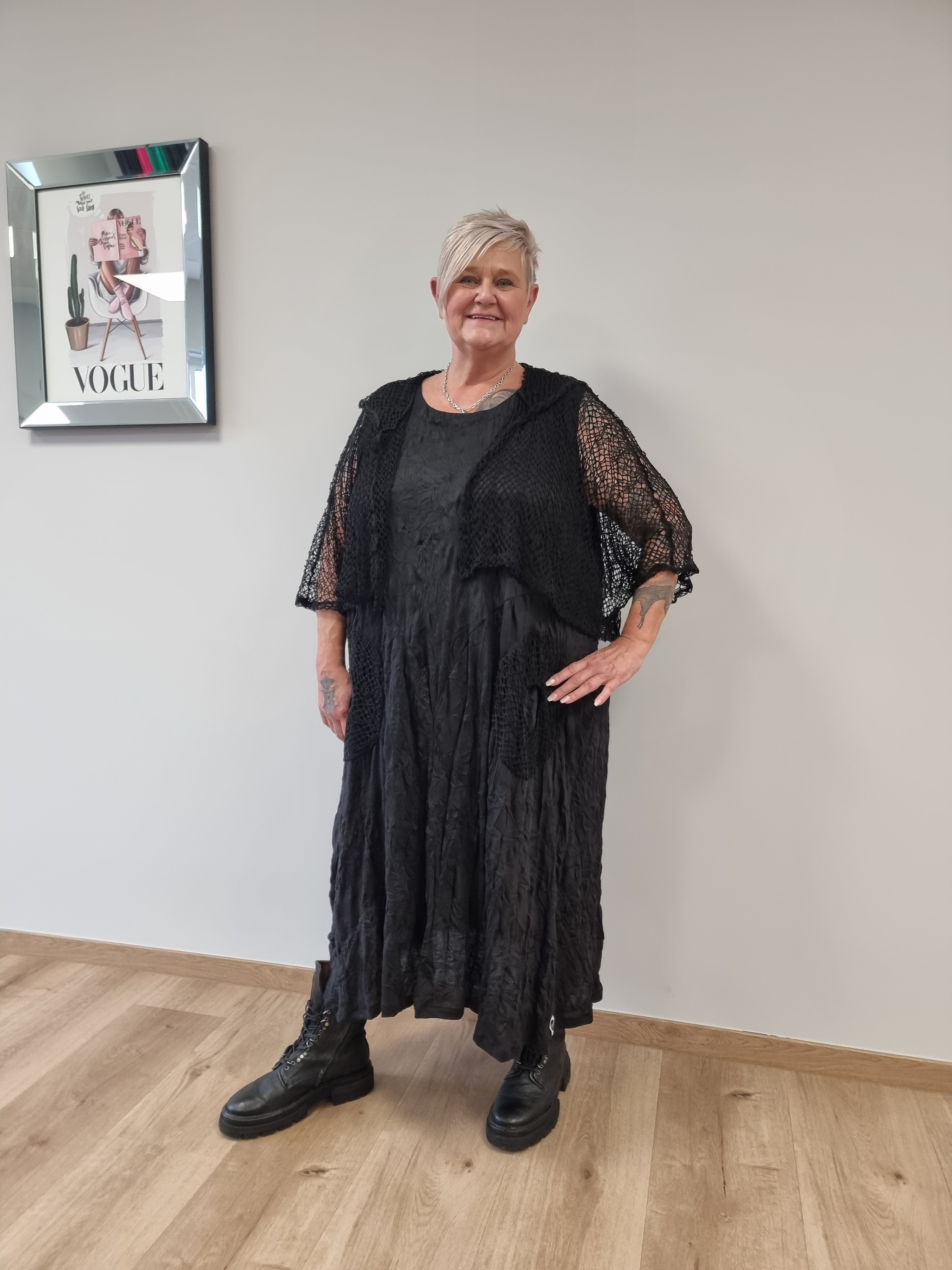 Kleid Mädchenglück mit Netzjacke in 6 Größen bis Größe 60 in 4 Farben