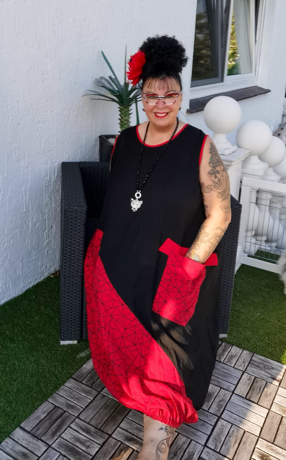  Kleid "Ines" Kurzarm von Mädchenglück Ballonform in 3 Farben bis Größe 64