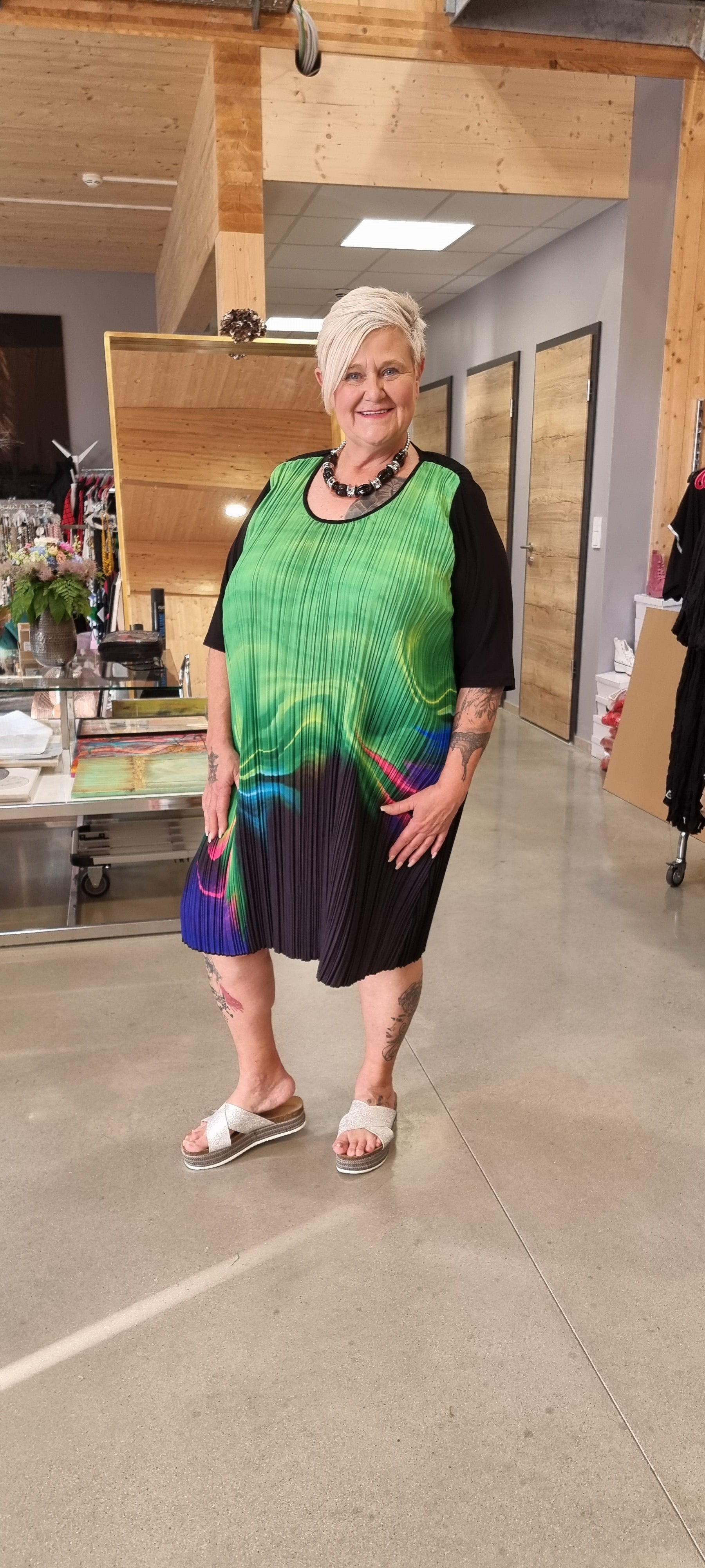 CN-G Kleid Tunika in 3 Größen Schwarz Grün bis Größe 58