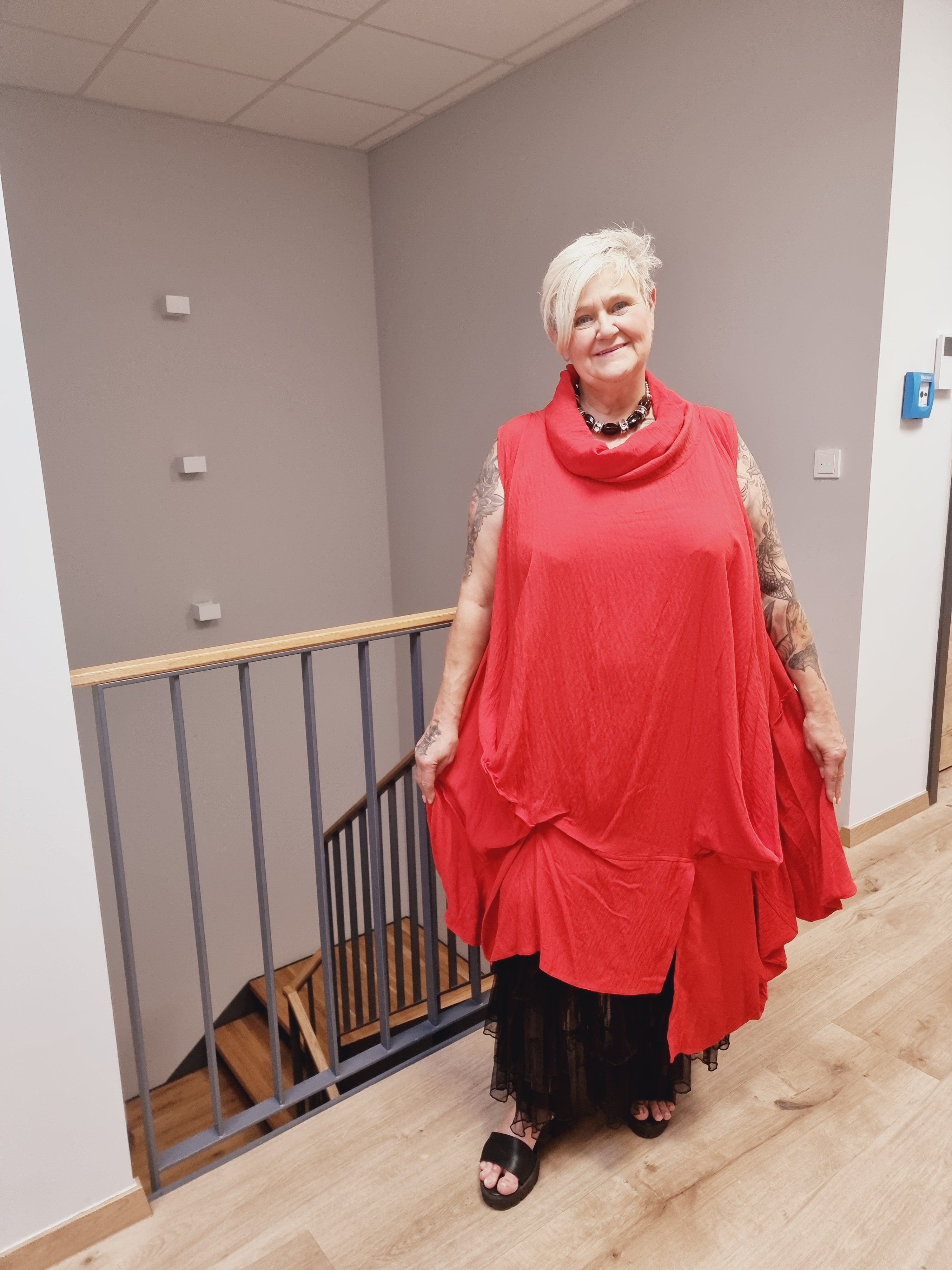 Longtunika Kleid Mädchenglück in 4 Farben und bis Größe 58/60 mit Fallkragen 