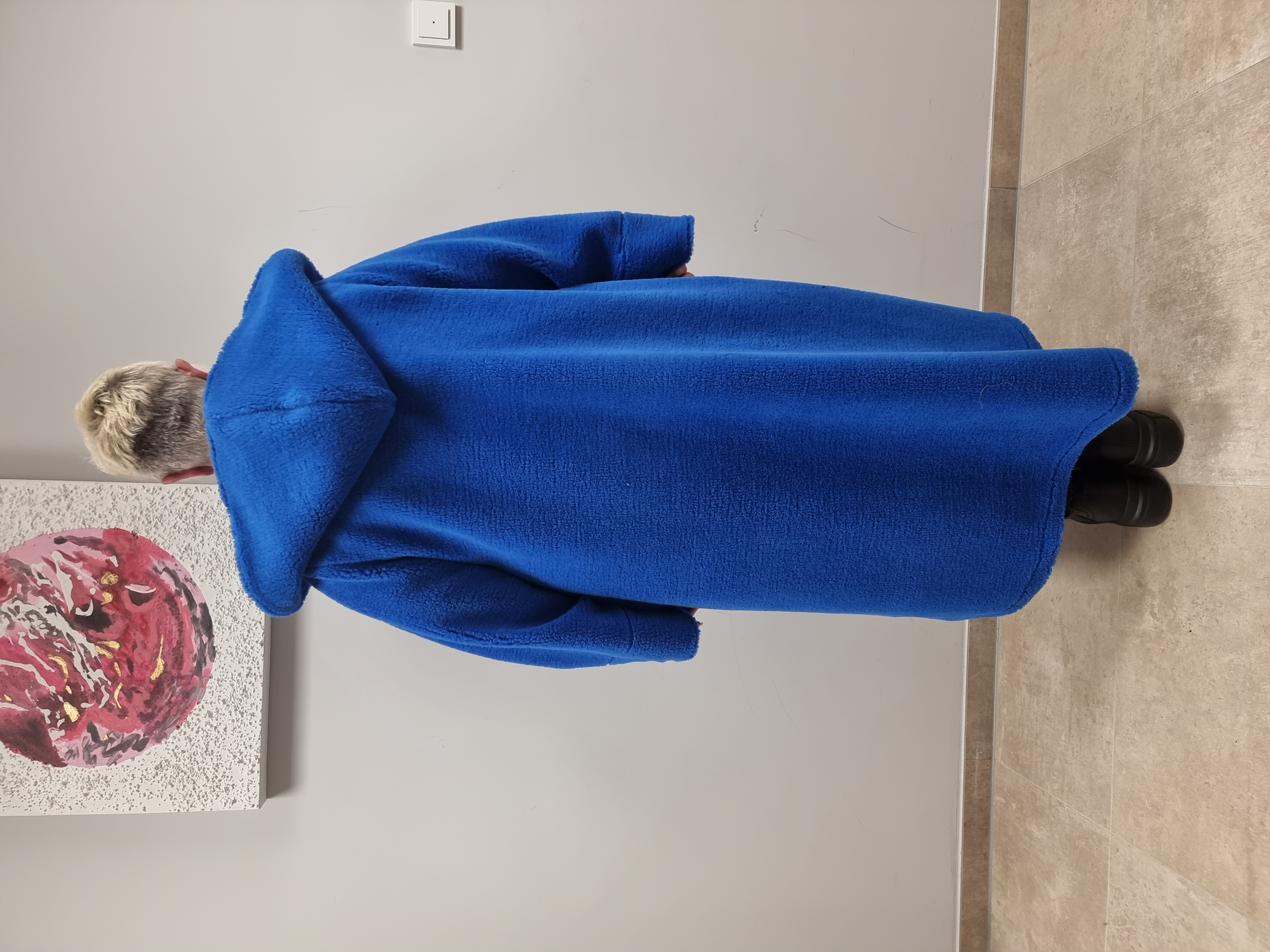 CN-G Teddy Mantel mit Kapuze in blau und rot 4 Größen bis Größe 62