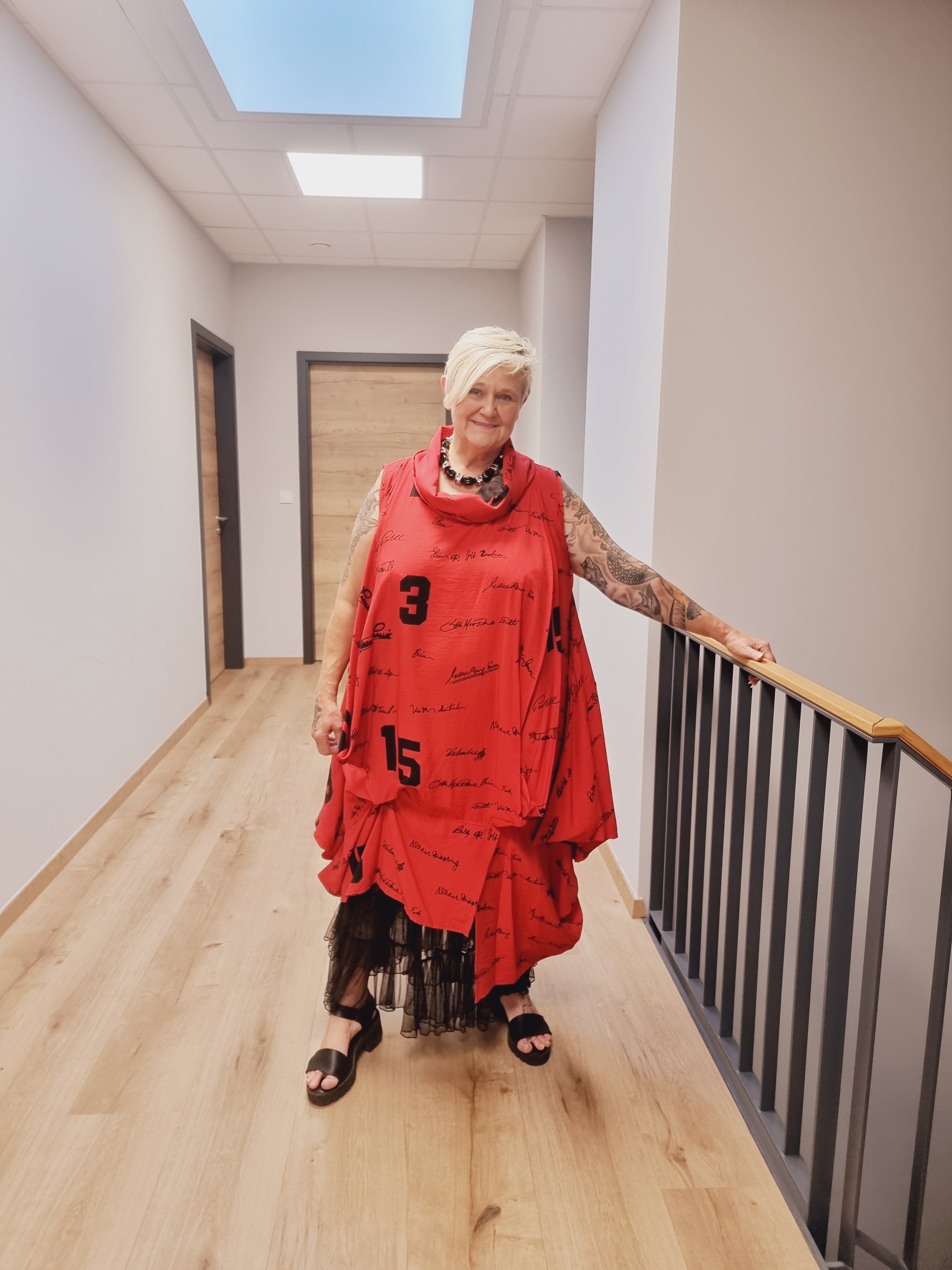 Kleid Longtunika von Mädchenglück in Schwarz Weiß und Rot Schwarz bis Gr 58/60