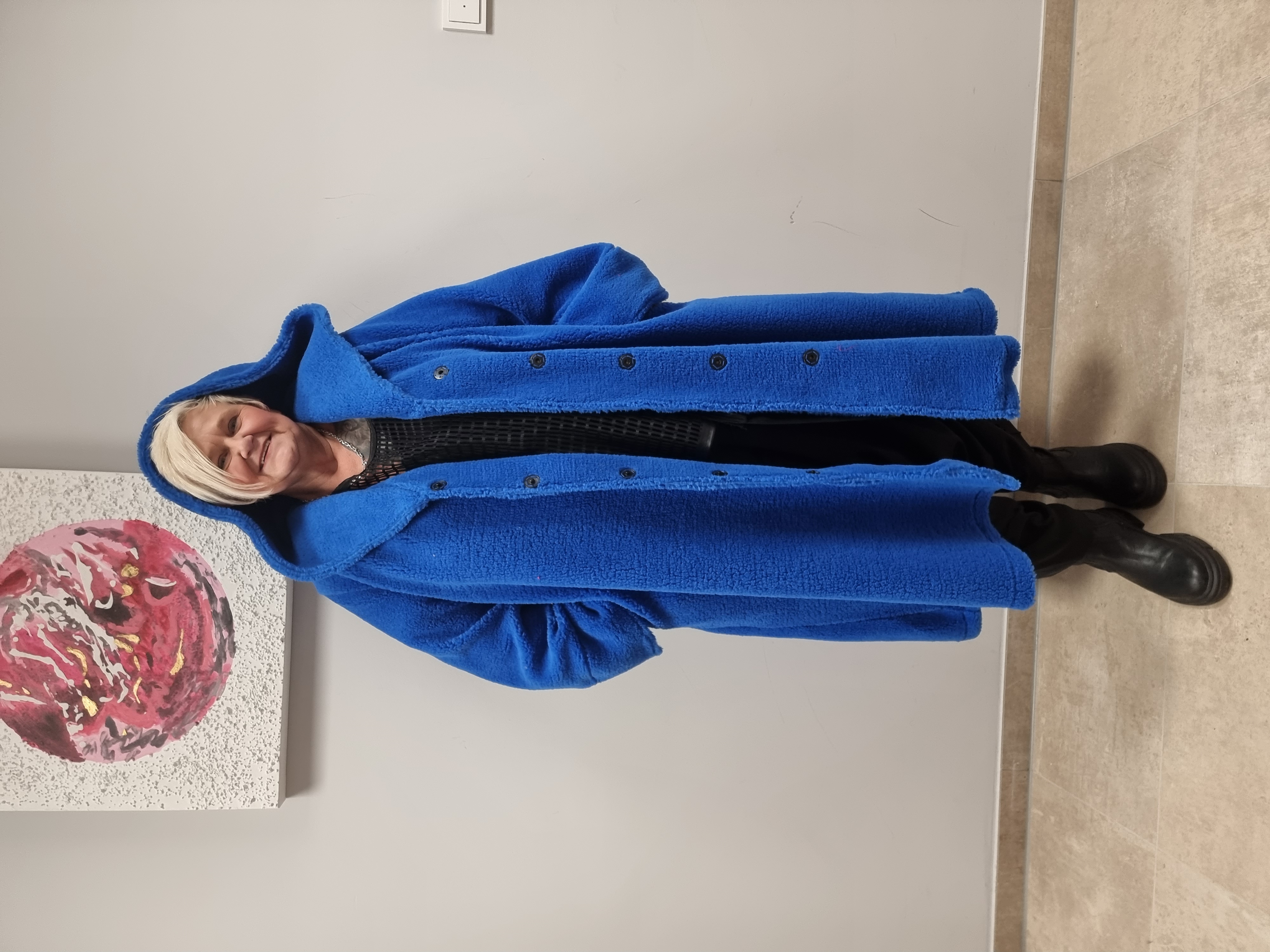 CN-G Teddy Mantel mit Kapuze in blau und rot 4 Größen bis Größe 62