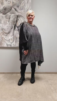 Stricküberwurf/ Pullover von CN-G Hahnentritt Einheitsgröße Tragbar Gr 38/40 bis 64 +