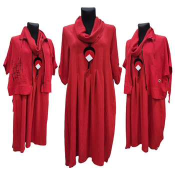 Kleid Mädchenglück in 3 Farben Grau Rot und Schwarz bis Größe 58/60