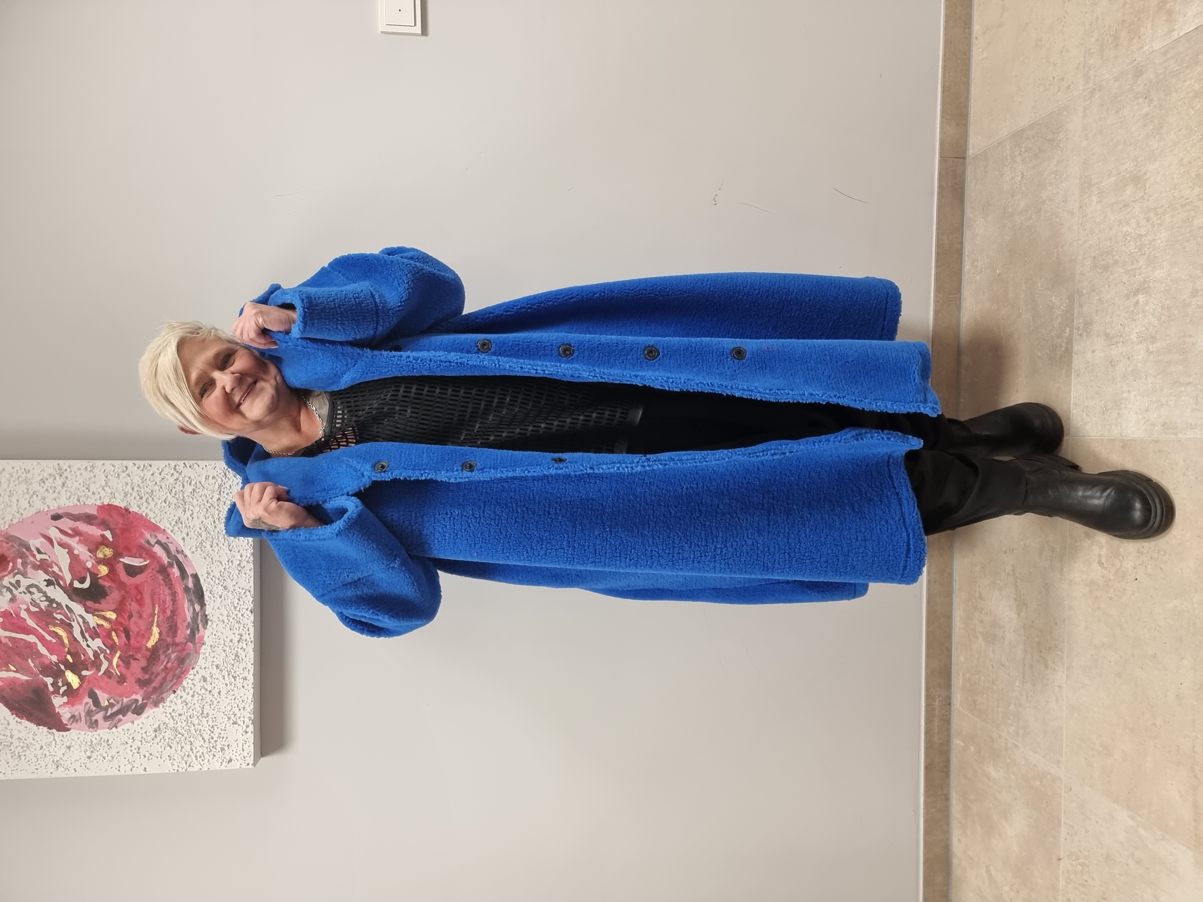 CN-G Teddy Mantel mit Kapuze in blau und rot 4 Größen bis Größe 62