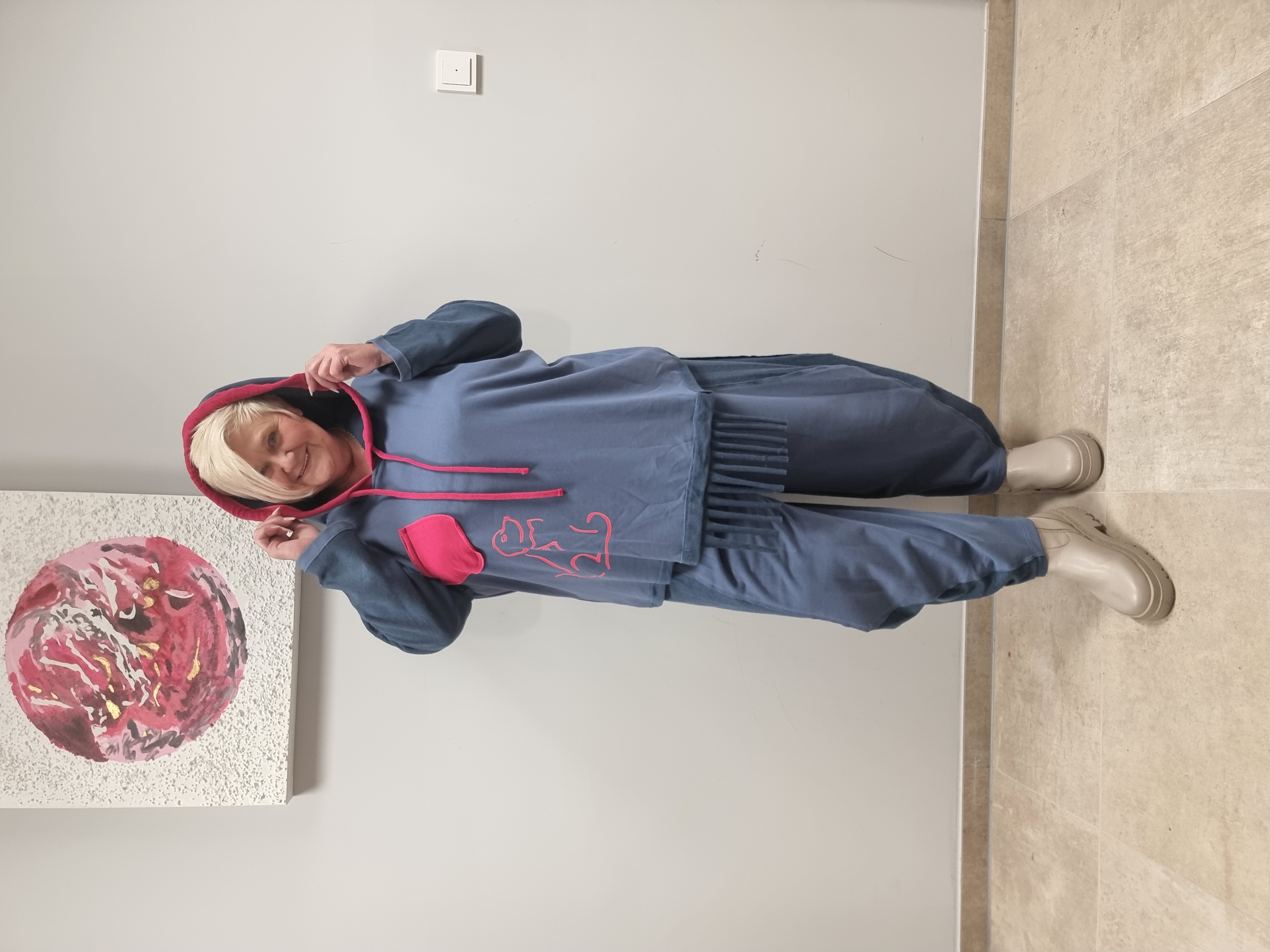 CN-G Zweiteiler aus Sweat mit Kapuzenpullover und Jogpant Hose in 2 Farben bis Gr 60