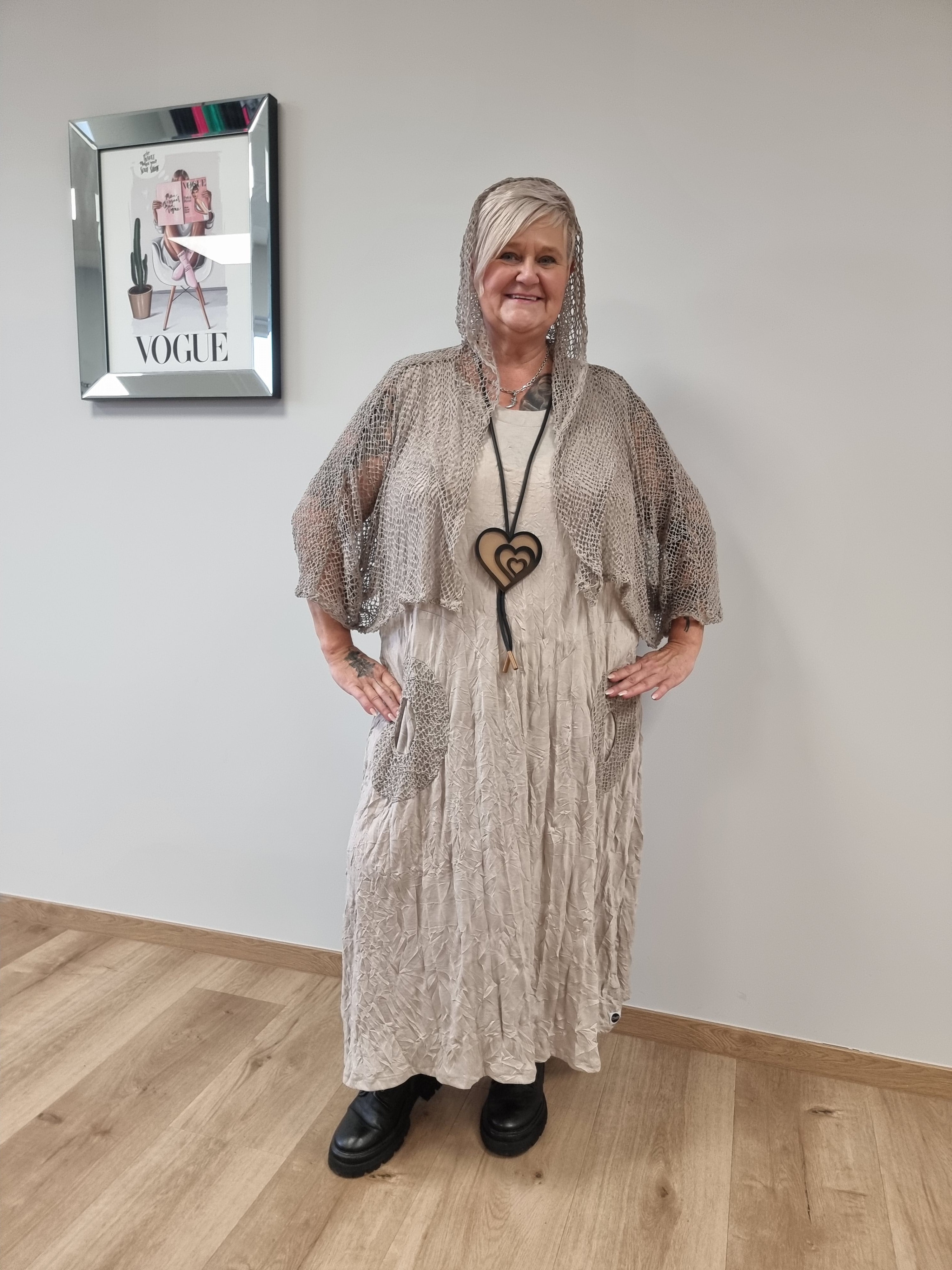 Kleid Mädchenglück mit Netzjacke in 6 Größen bis Größe 60 in 4 Farben