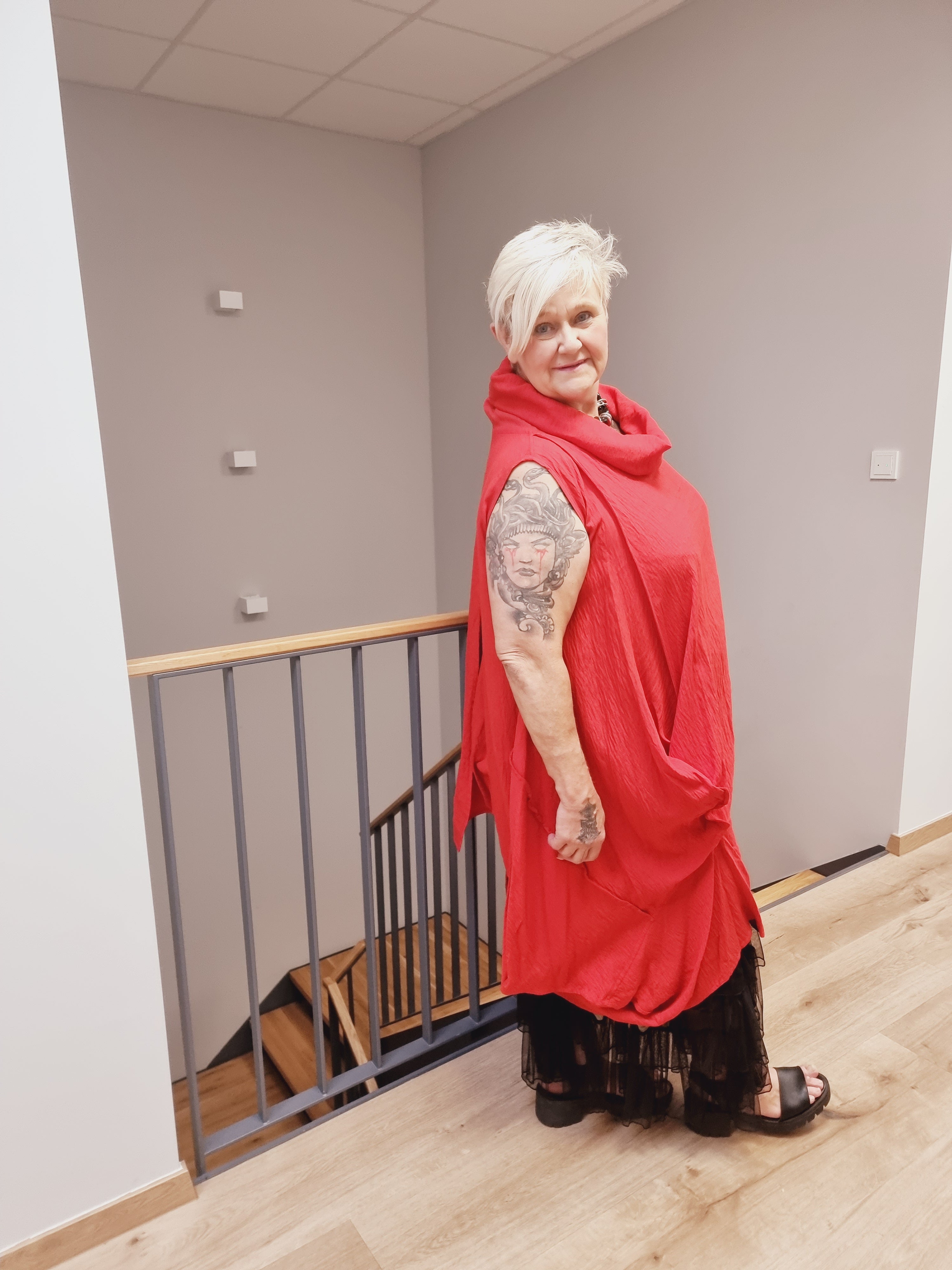 Longtunika Kleid Mädchenglück in 4 Farben und bis Größe 58/60 mit Fallkragen 