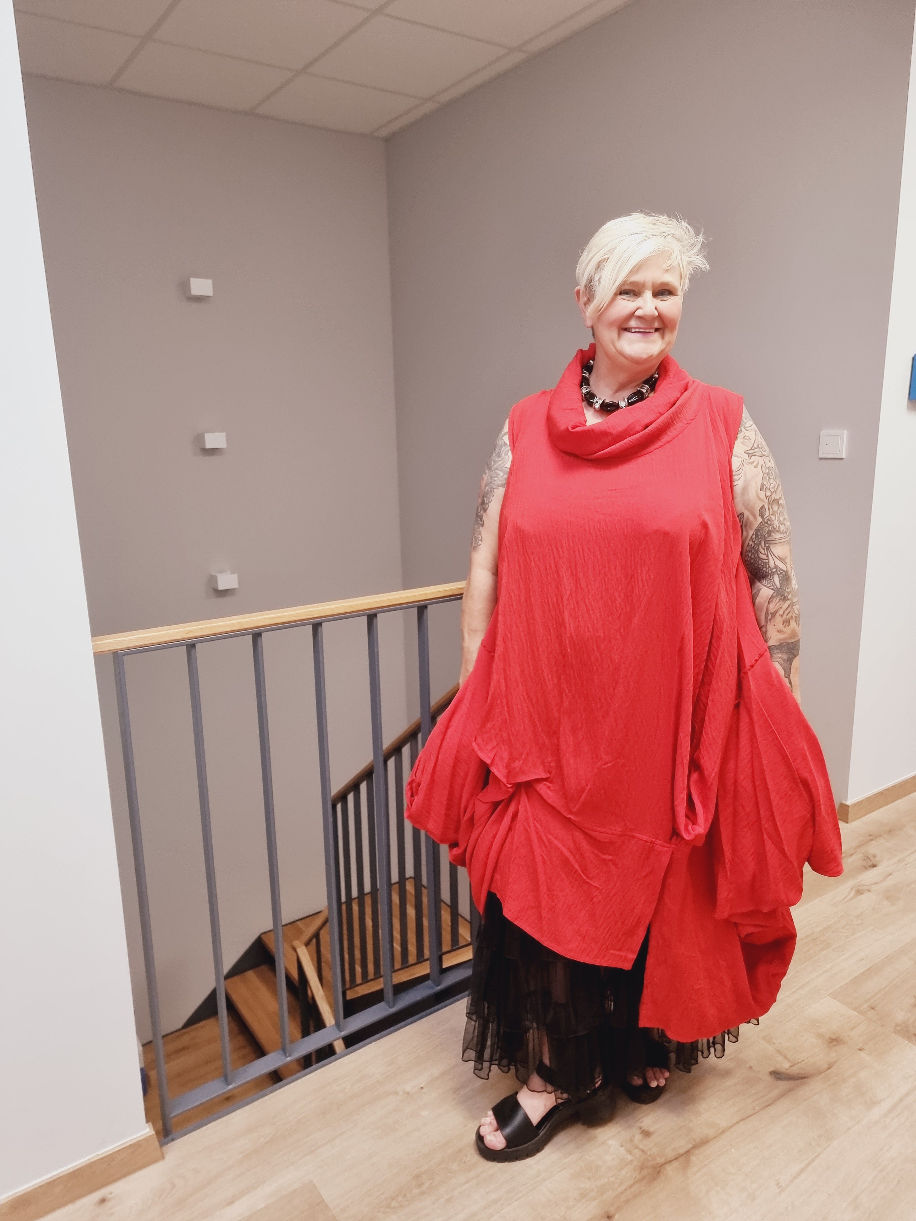 Longtunika Kleid Mädchenglück in 4 Farben und bis Größe 58/60 mit Fallkragen 