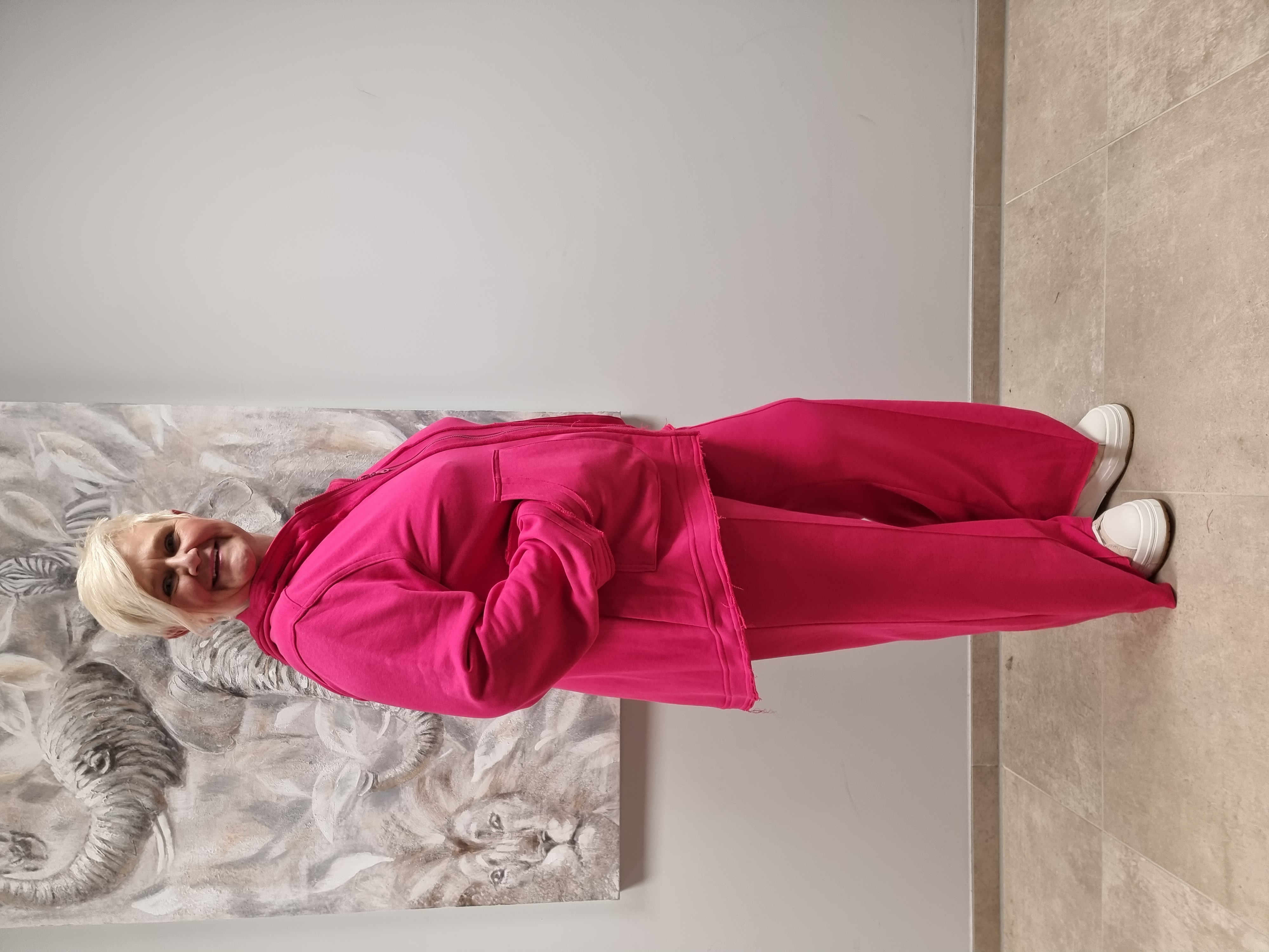Zweiteiler aus Sweat mit Jacke und Marlene Hose in 3 Farben bis Gr 58/60