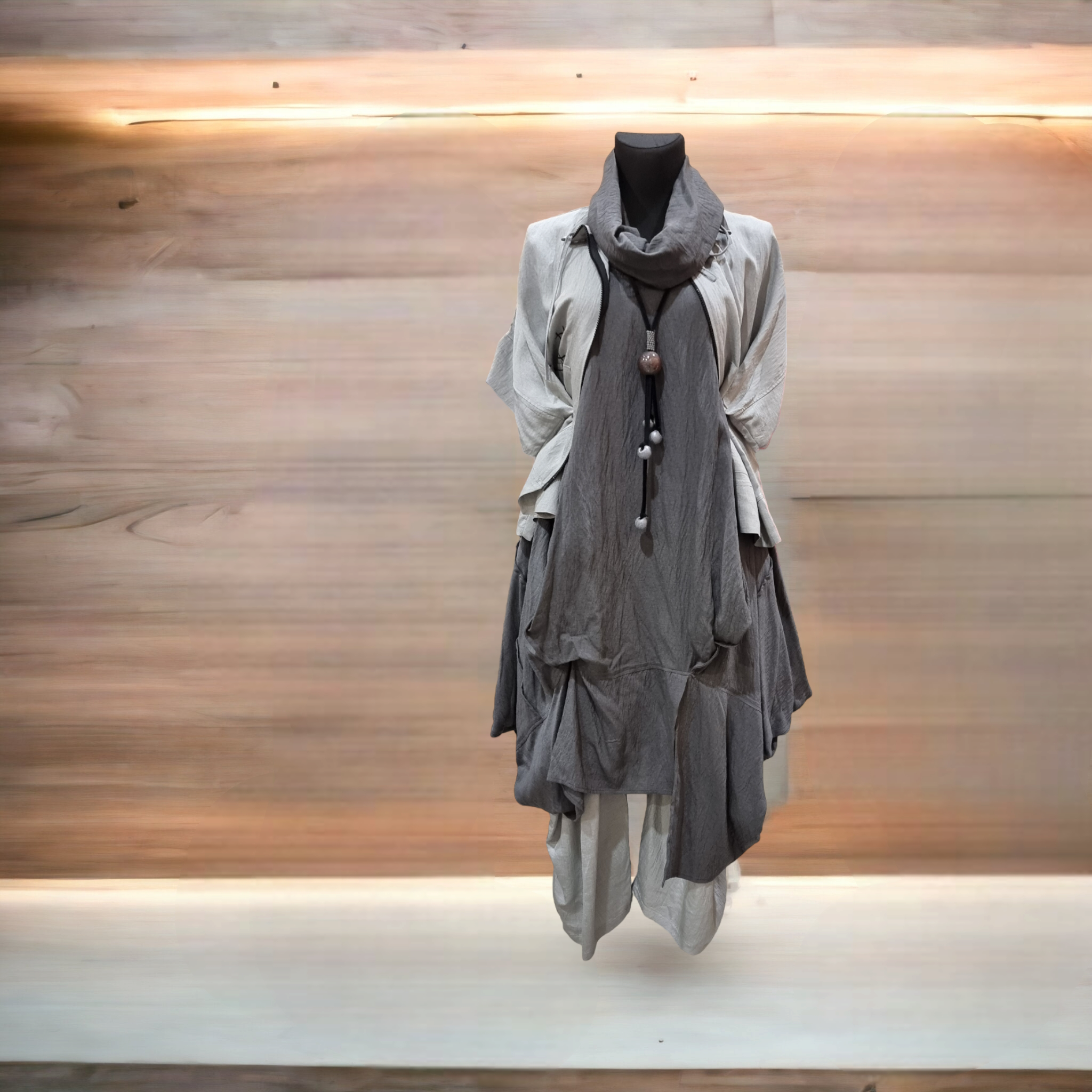 Longtunika Kleid Mädchenglück in 4 Farben und bis Größe 58/60 mit Fallkragen 