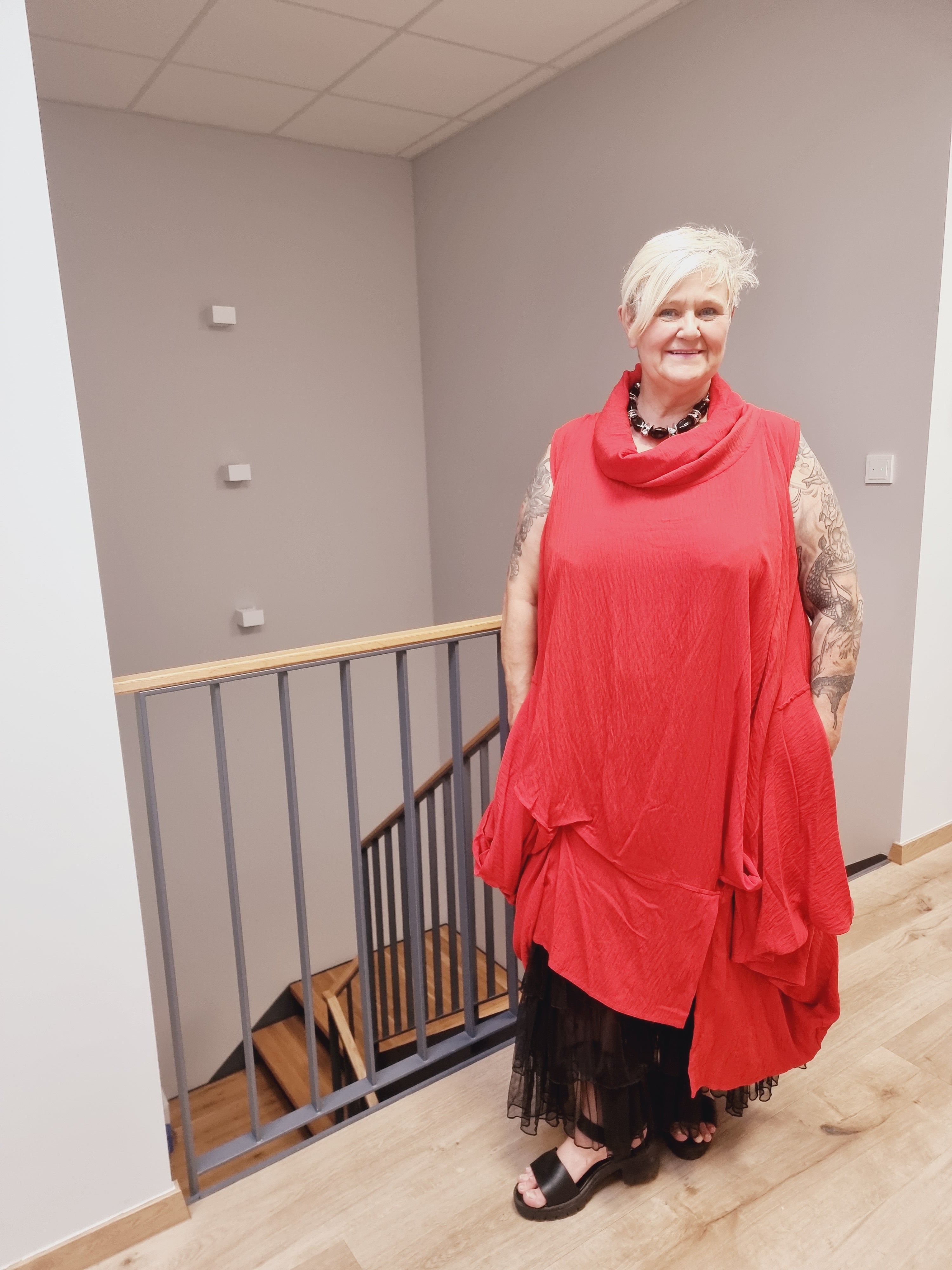Longtunika Kleid Mädchenglück in 4 Farben und bis Größe 58/60 mit Fallkragen 