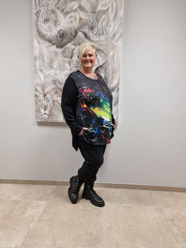 Tunika von CN-G aus Jersey mit Buntem Motiv in 3 Größen bis Gr 60