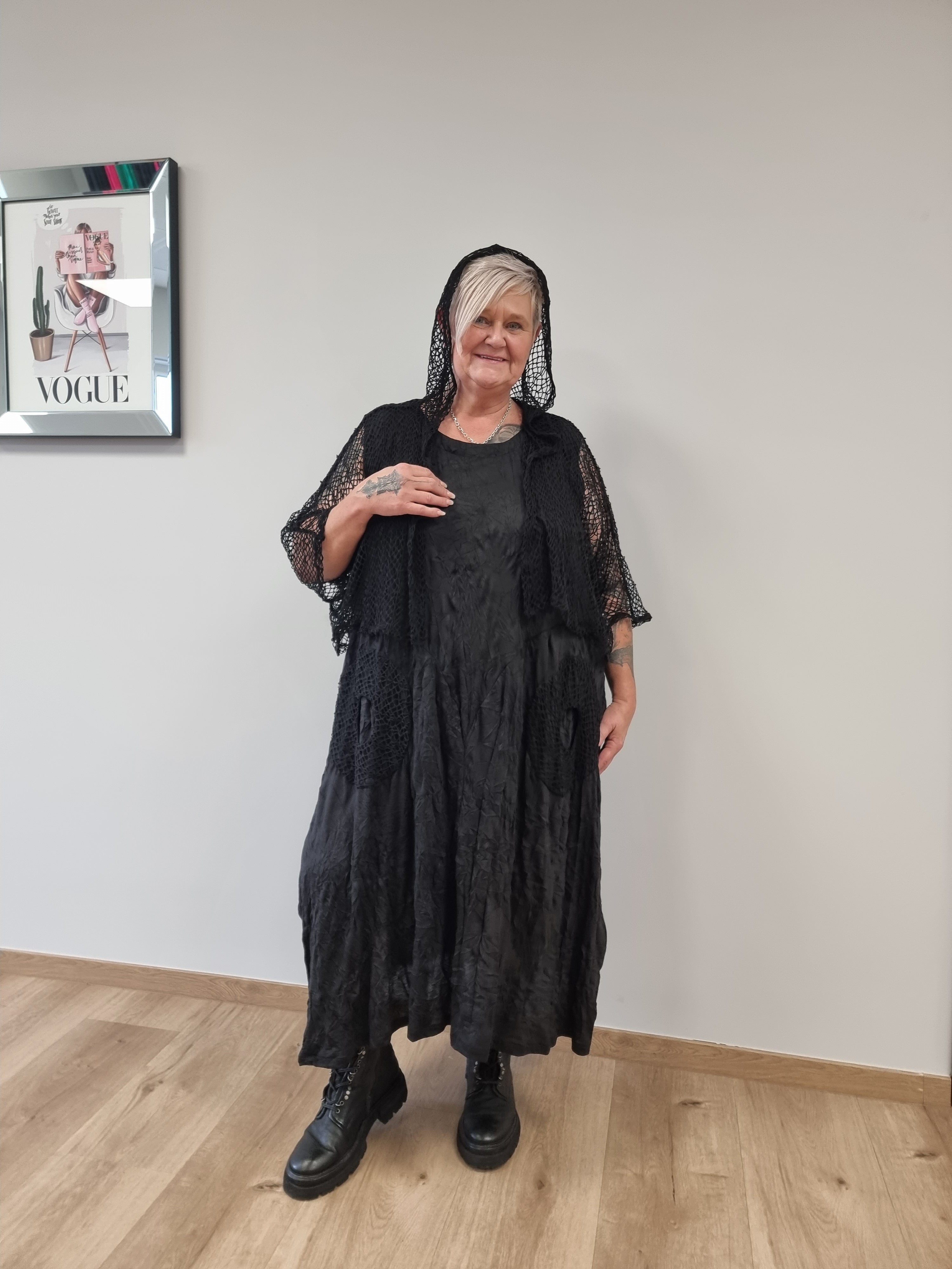 Kleid Mädchenglück mit Netzjacke in 6 Größen bis Größe 60 in 4 Farben