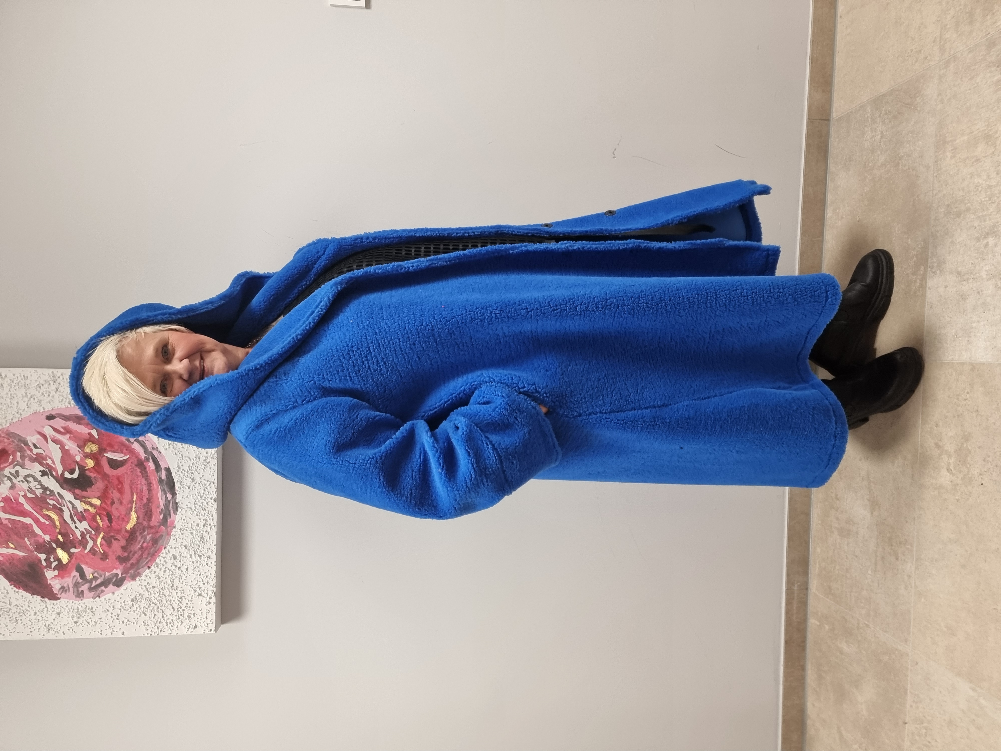 CN-G Teddy Mantel mit Kapuze in blau und rot 4 Größen bis Größe 62