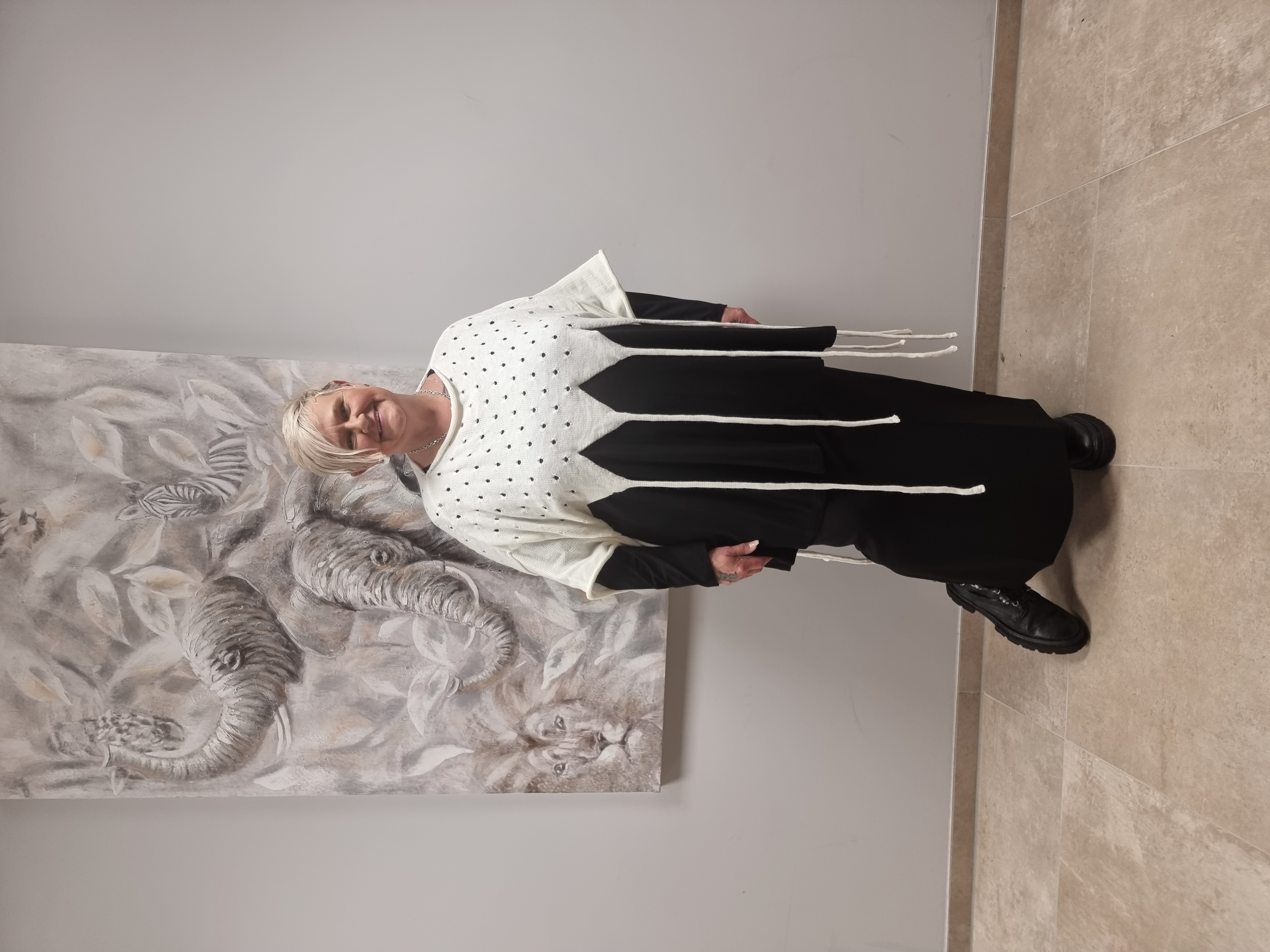 Stricküberwurf mit Fransen von CN-G Einheitsgröße Tragbar Gr 38/40 bis 64 + in 2 Farben