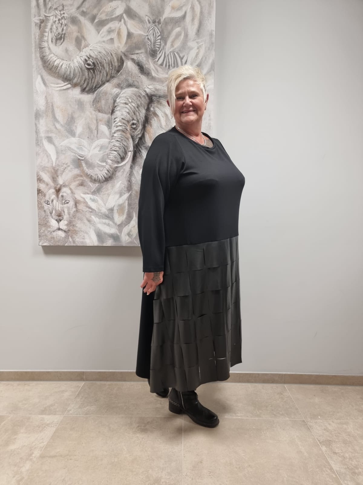 Kleid von CN-G in 4 Größen bis Größe 60 mit Lederoptik