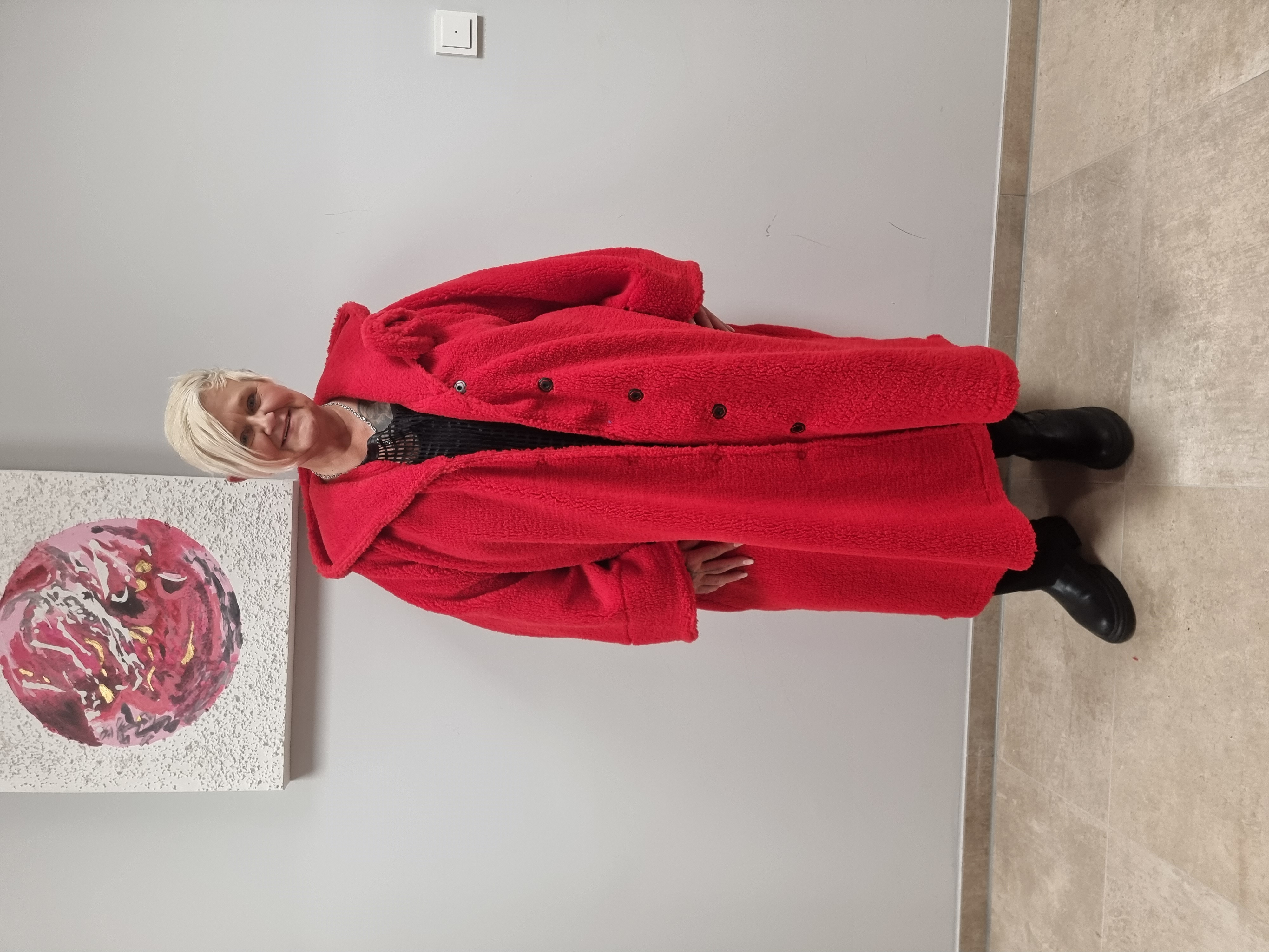 CN-G Teddy Mantel mit Kapuze in blau und rot 4 Größen bis Größe 62