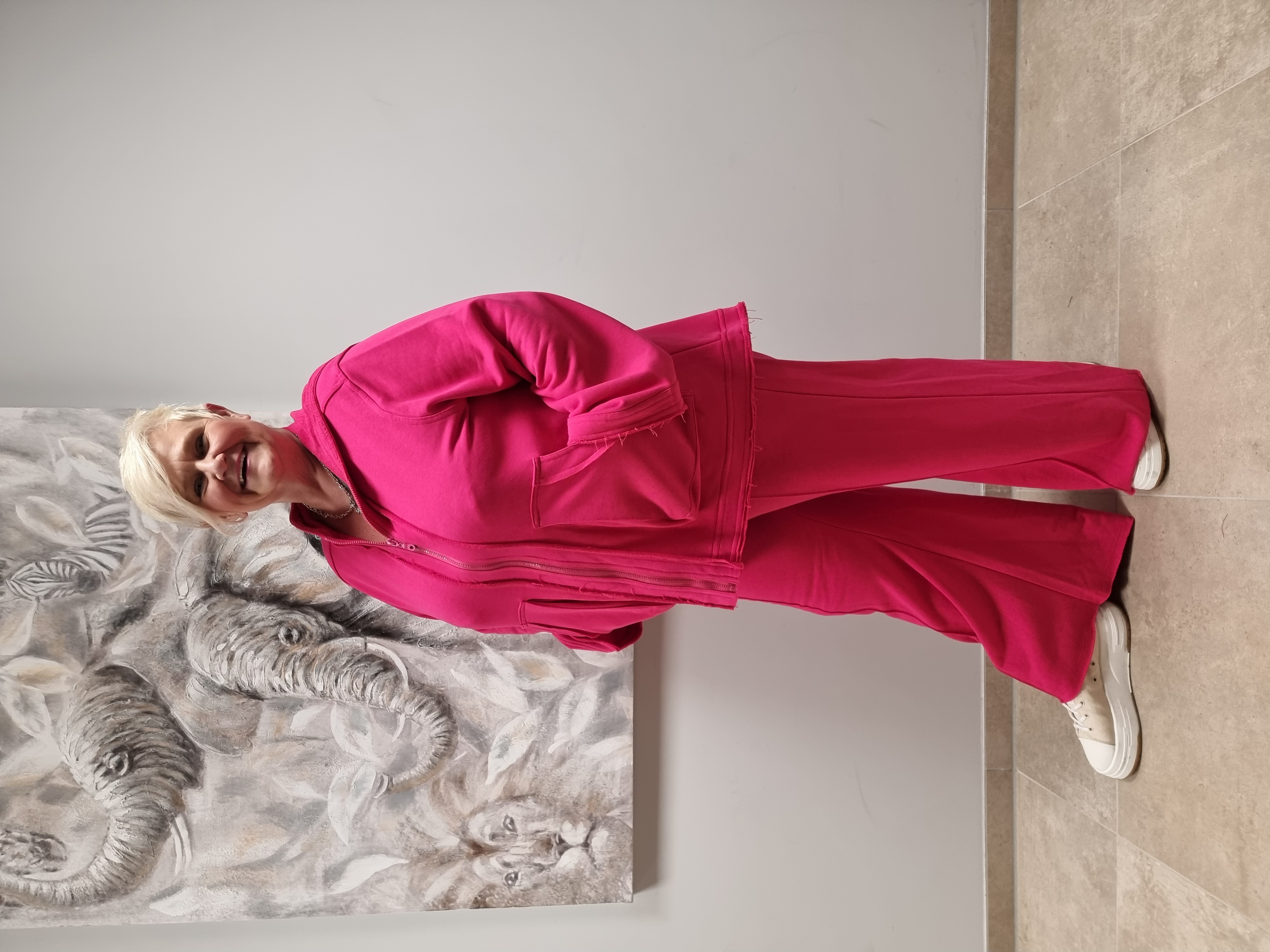 Zweiteiler aus Sweat mit Jacke und Marlene Hose in 3 Farben bis Gr 58/60
