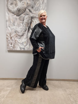 Tunika von CN-G Nicki Material mit Lederapplikationen bis Gr 62