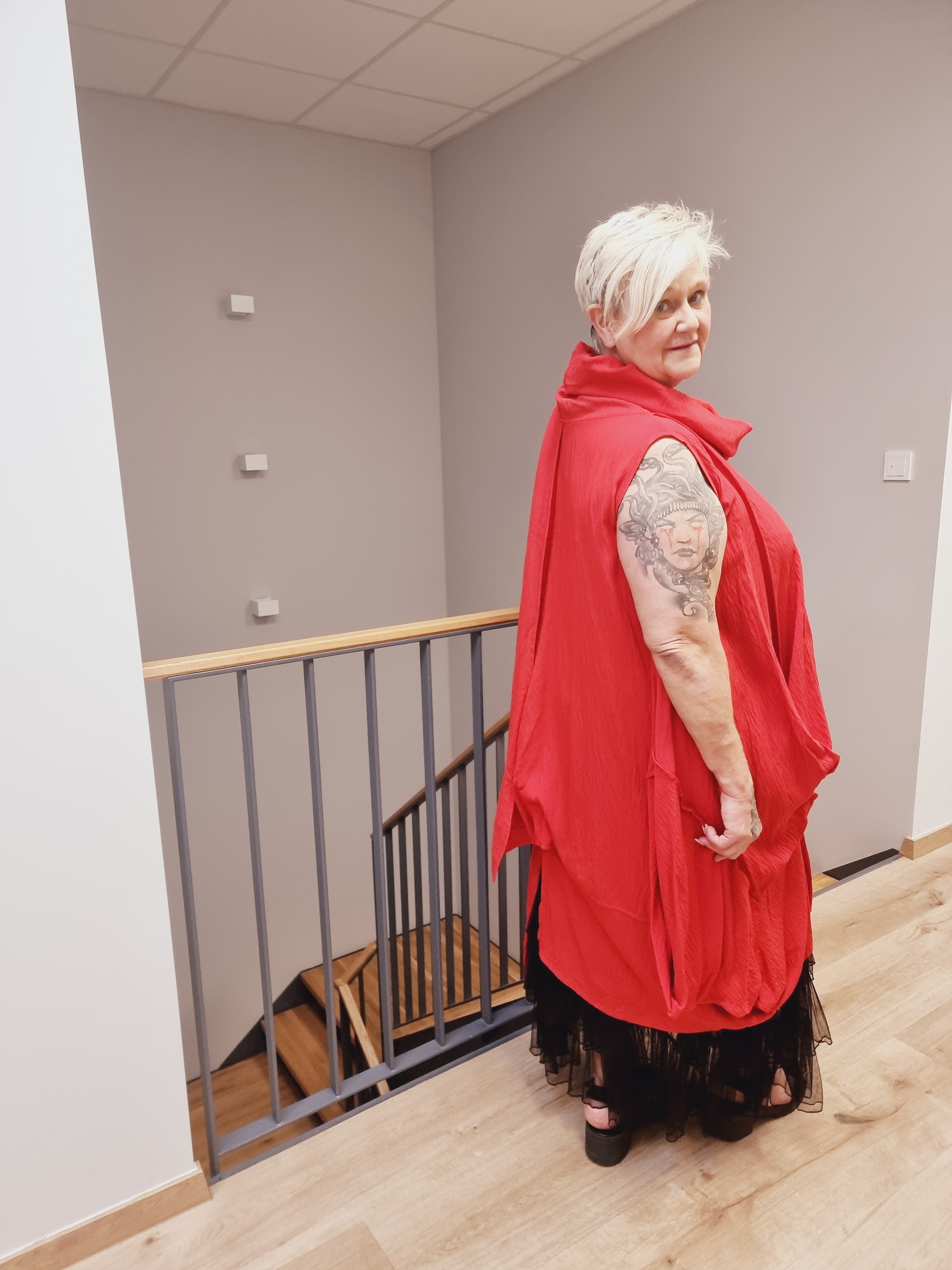 Longtunika Kleid Mädchenglück in 4 Farben und bis Größe 58/60 mit Fallkragen 
