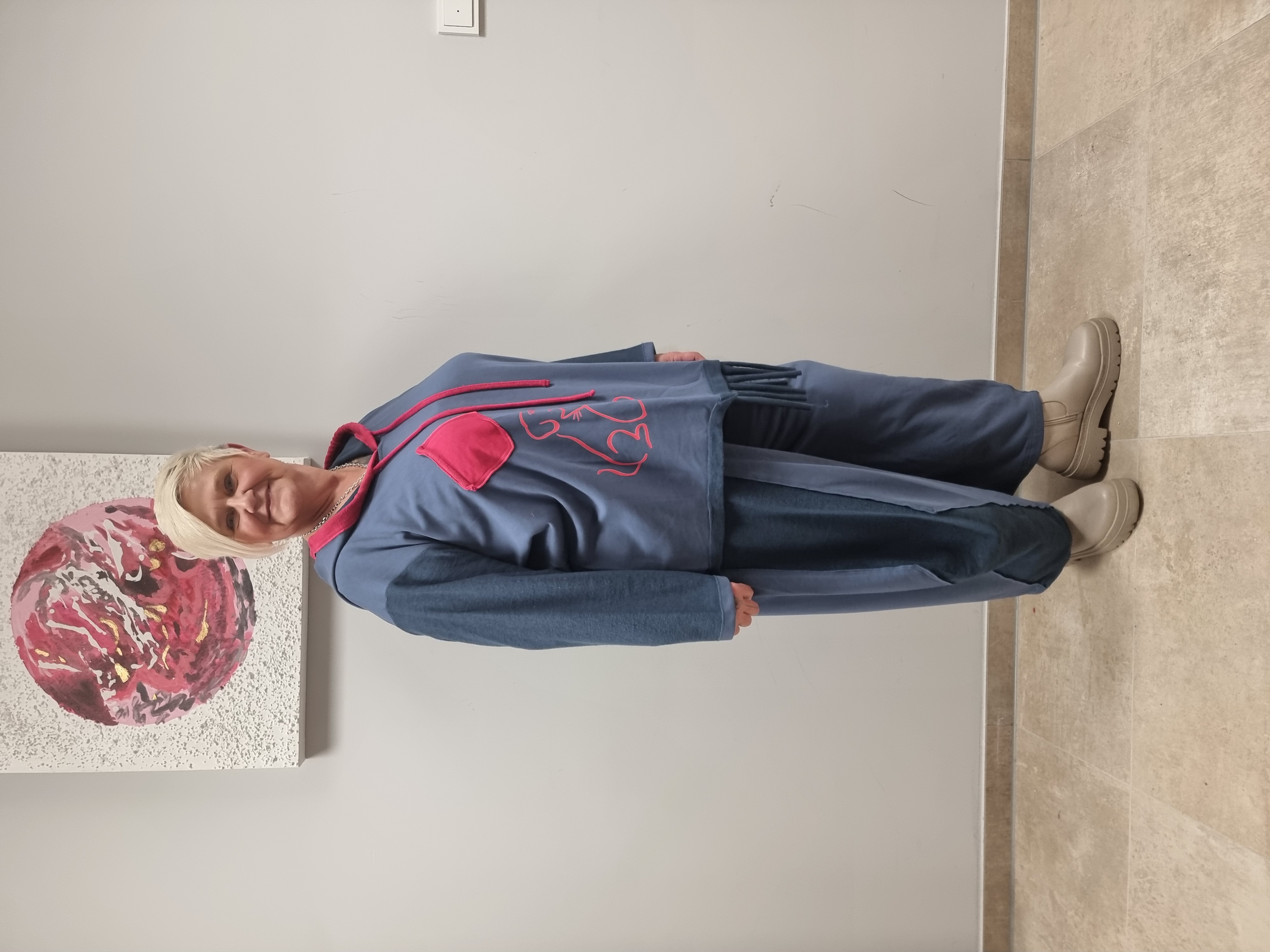 CN-G Zweiteiler aus Sweat mit Kapuzenpullover und Jogpant Hose in 2 Farben bis Gr 60