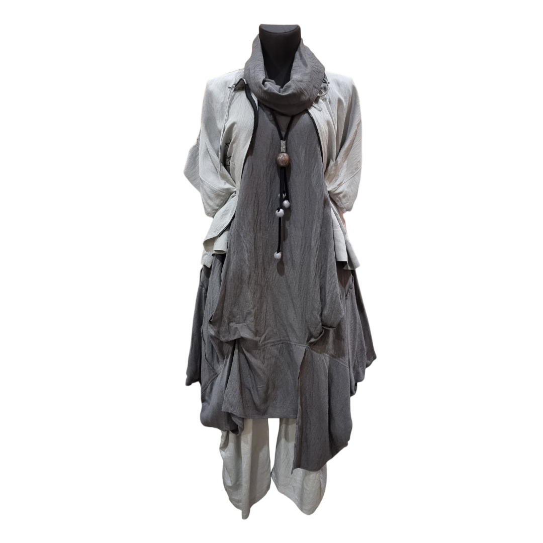Longtunika Kleid Mädchenglück in 4 Farben und bis Größe 58/60 mit Fallkragen 