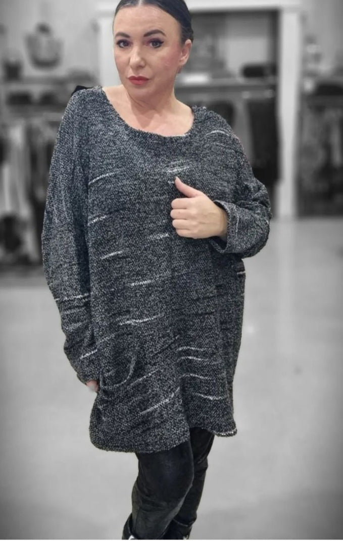 Mädchenglück Pullover in 2 Größen Grau Schwarz Weiß