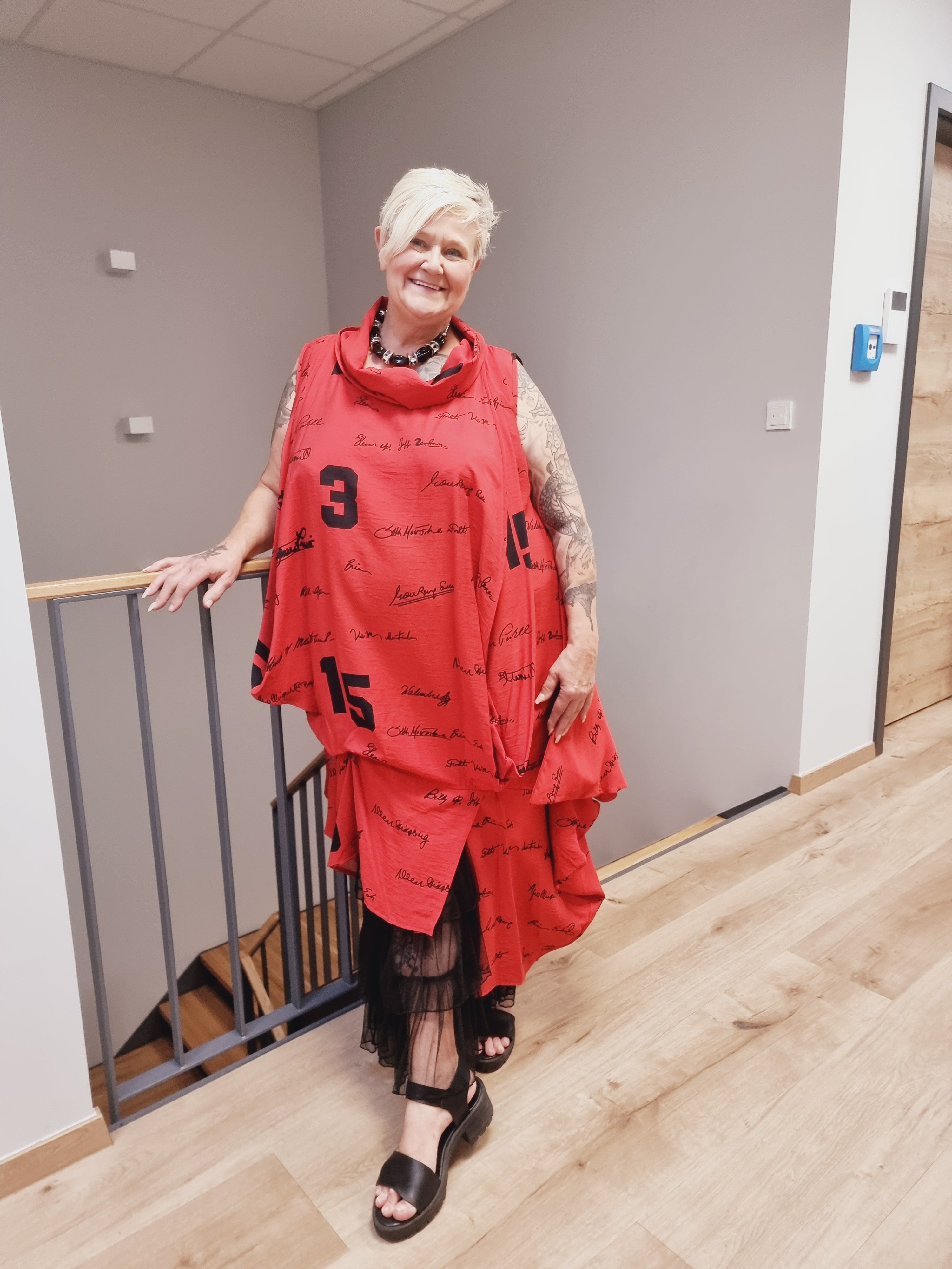 Kleid Longtunika von Mädchenglück in Schwarz Weiß und Rot Schwarz bis Gr 58/60