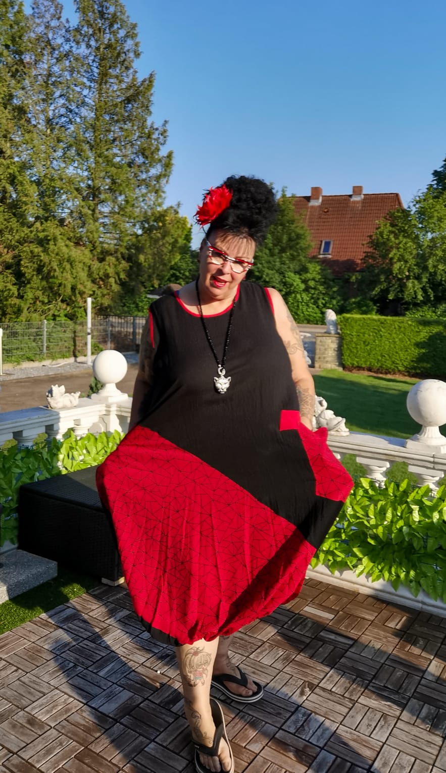  Kleid "Ines" Kurzarm von Mädchenglück Ballonform in 3 Farben bis Größe 64