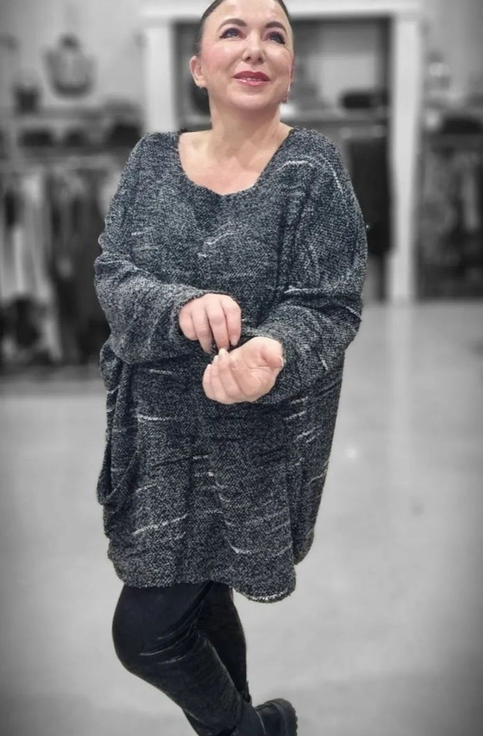 Mädchenglück Pullover in 2 Größen Grau Schwarz Weiß