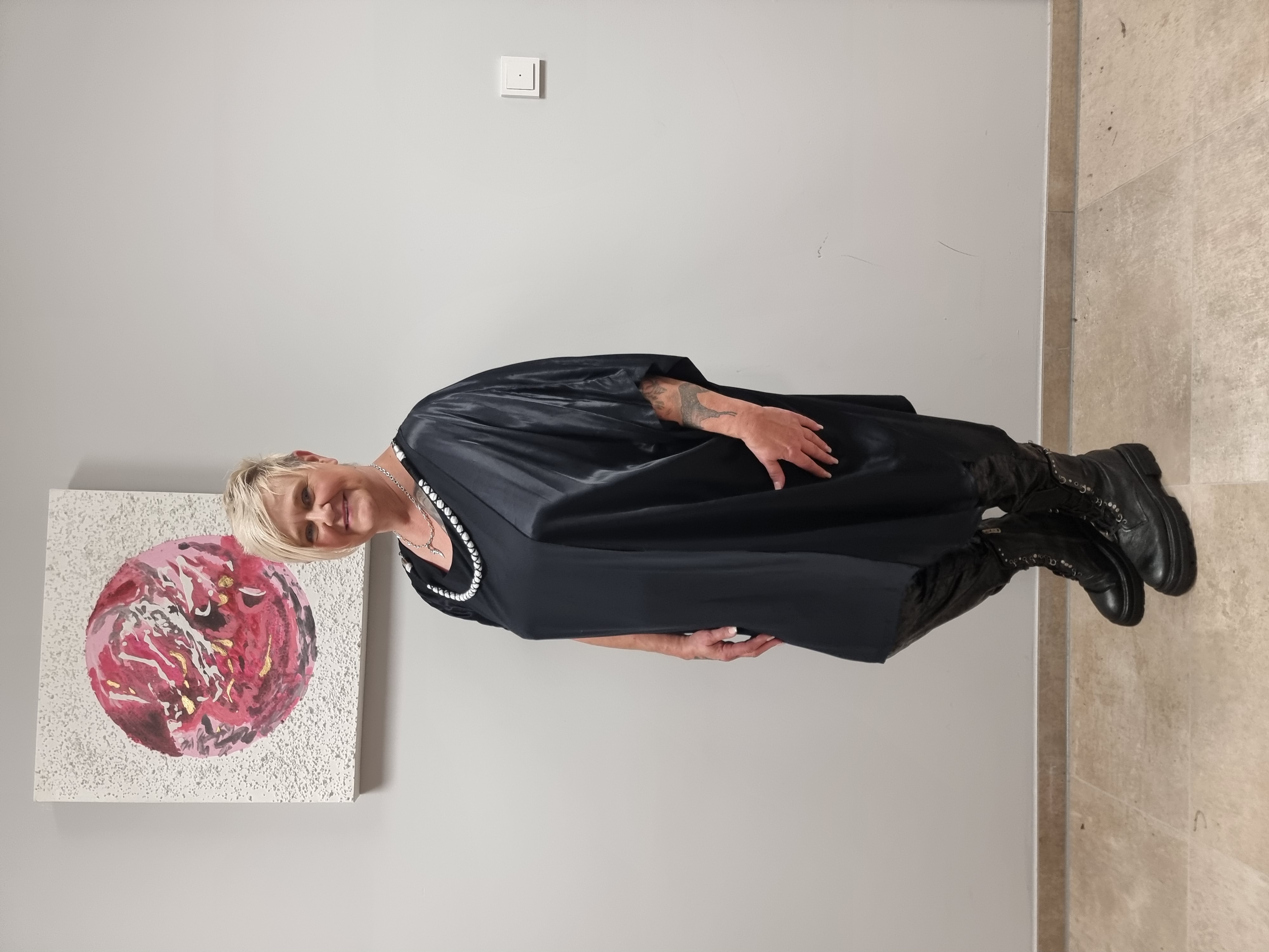 Longtunika Kleid von CN-G mit abnehmbarer Kette und Satineinsatz
