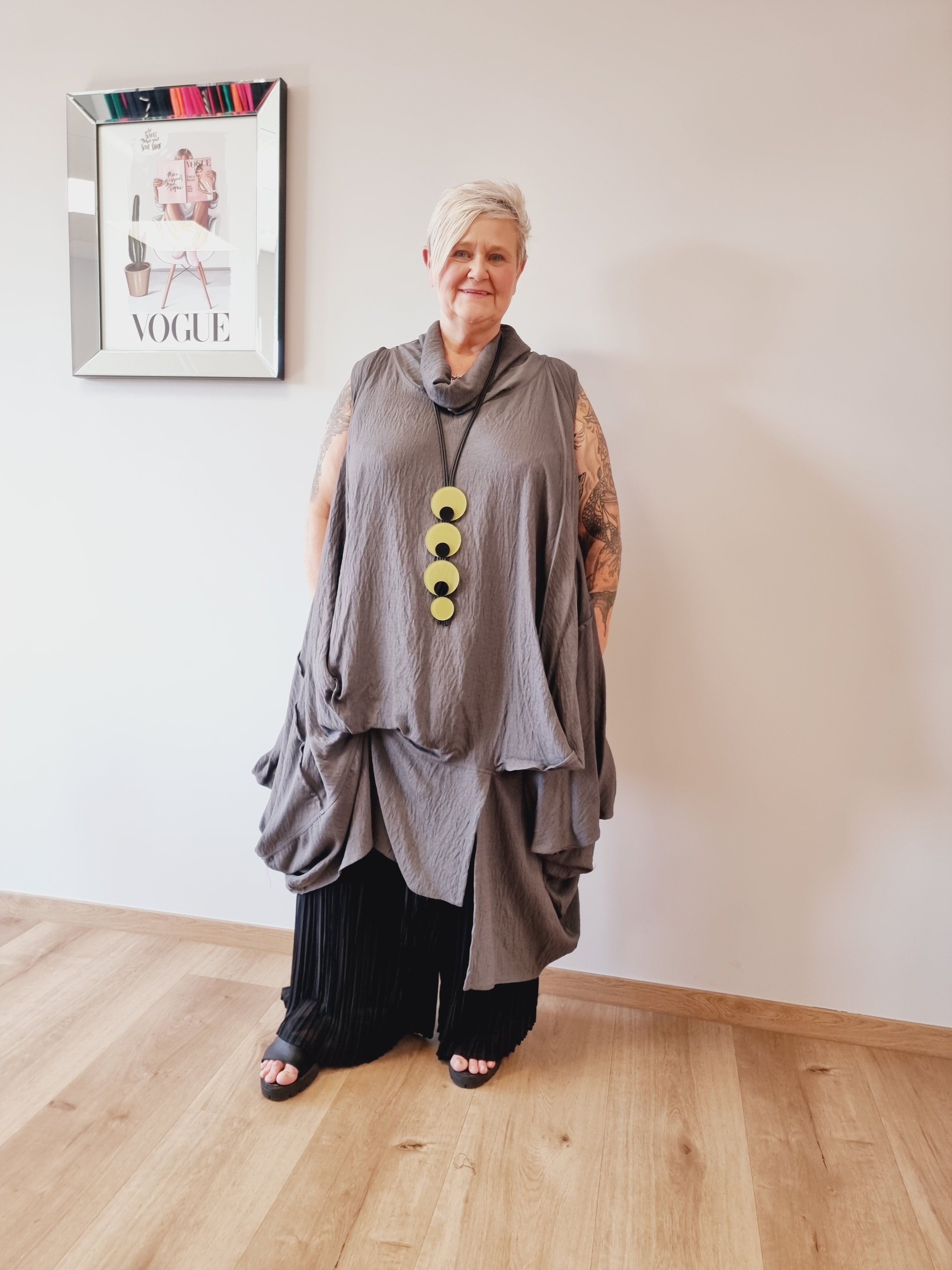 Longtunika Kleid Mädchenglück in 4 Farben und bis Größe 58/60 mit Fallkragen 