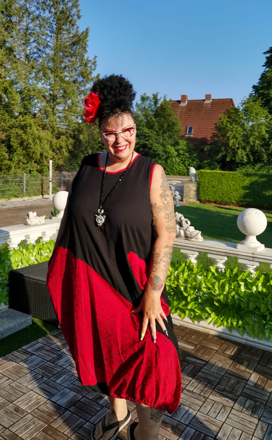  Kleid "Ines" Kurzarm von Mädchenglück Ballonform in 3 Farben bis Größe 64