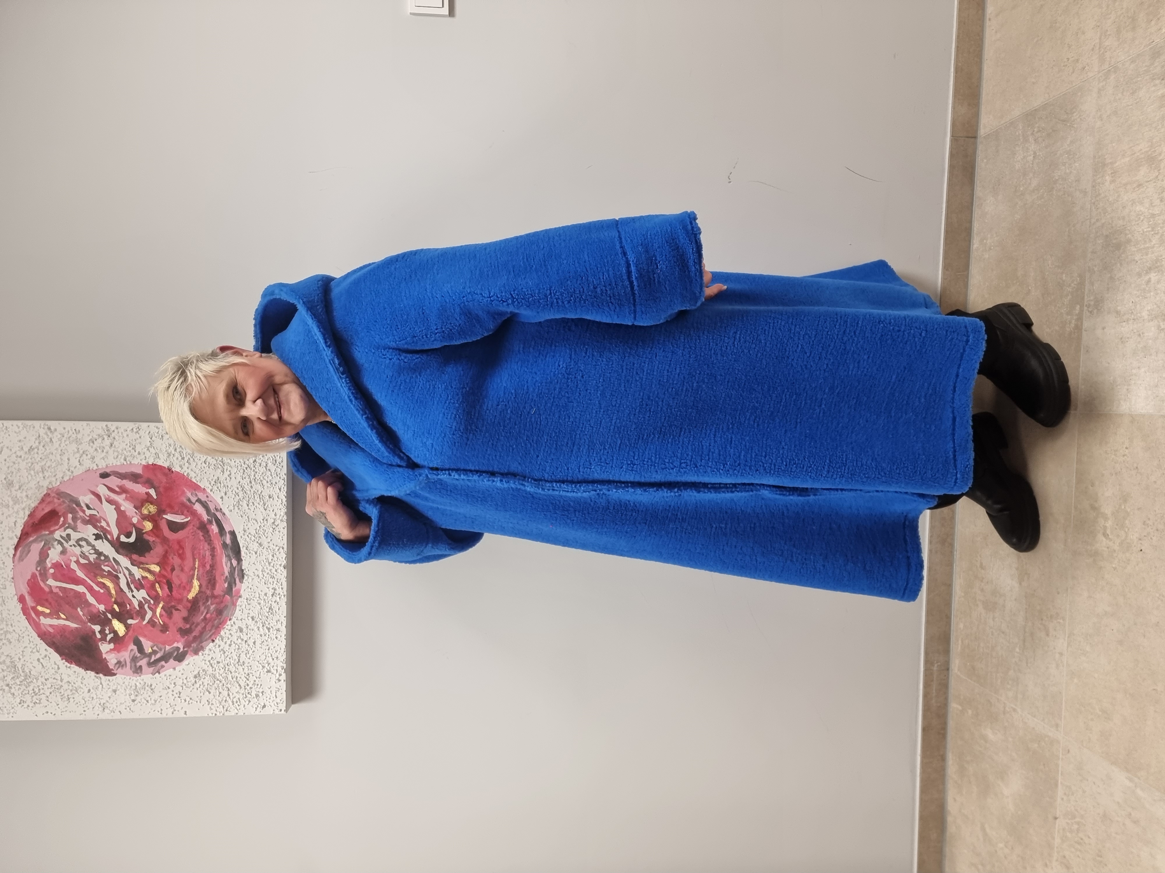 CN-G Teddy Mantel mit Kapuze in blau und rot 4 Größen bis Größe 62