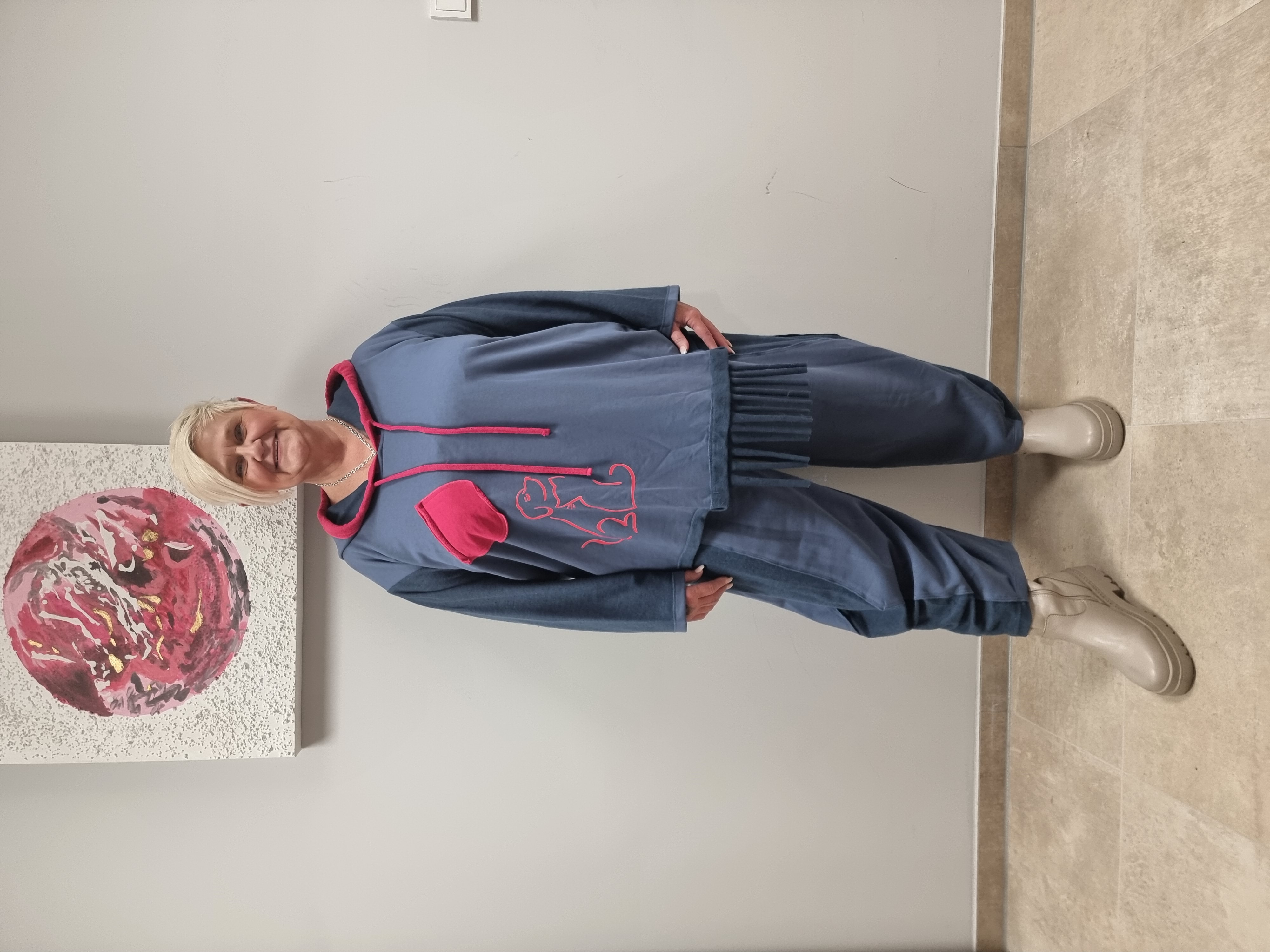 CN-G Zweiteiler aus Sweat mit Kapuzenpullover und Jogpant Hose in 2 Farben bis Gr 60