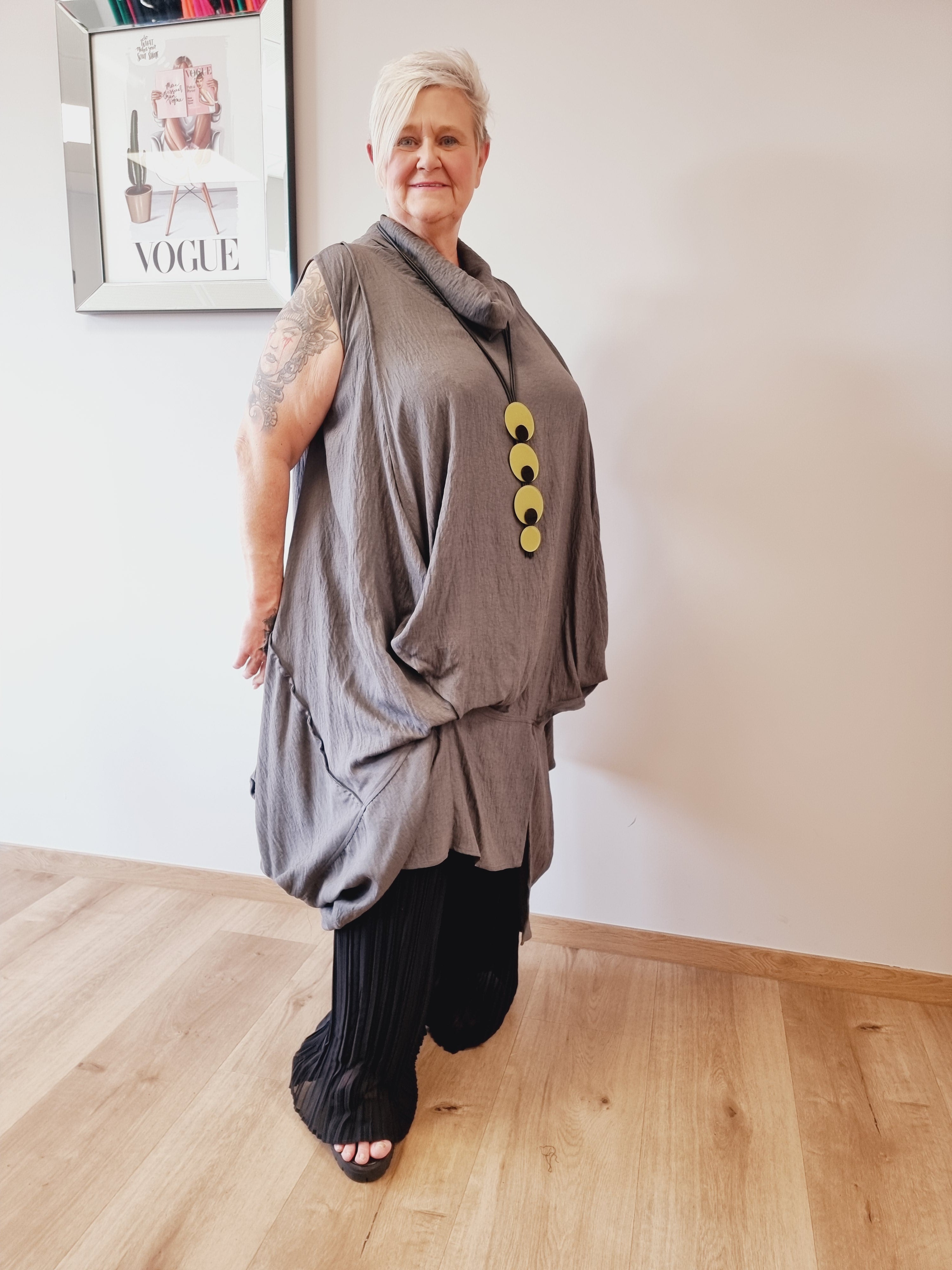 Longtunika Kleid Mädchenglück in 4 Farben und bis Größe 58/60 mit Fallkragen 