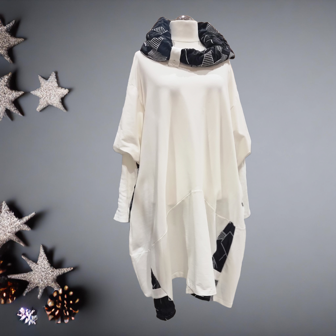  Mädchenglück Kleid Longtunika mit Jacquard Kragen