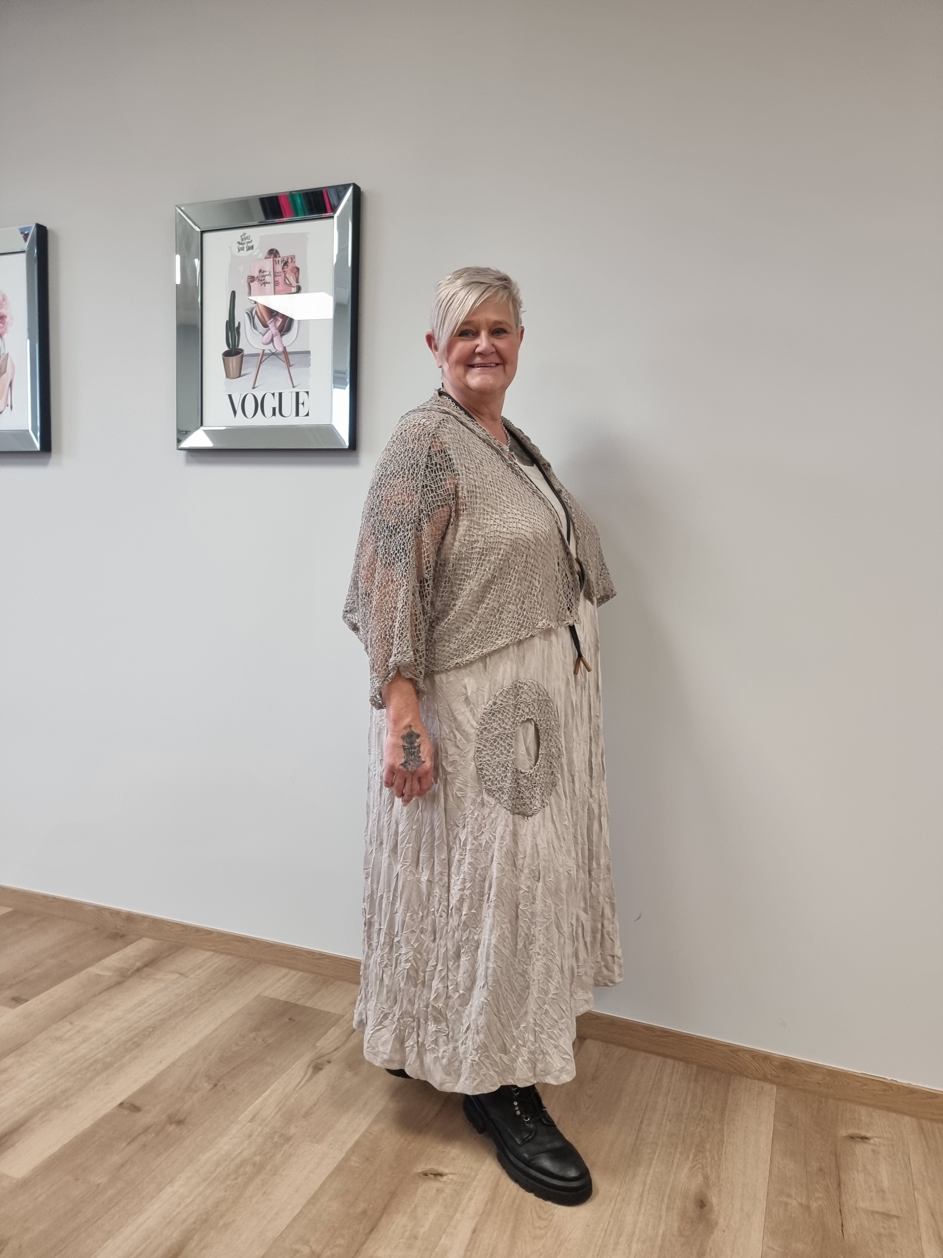 Kleid Mädchenglück mit Netzjacke in 6 Größen bis Größe 60 in 4 Farben