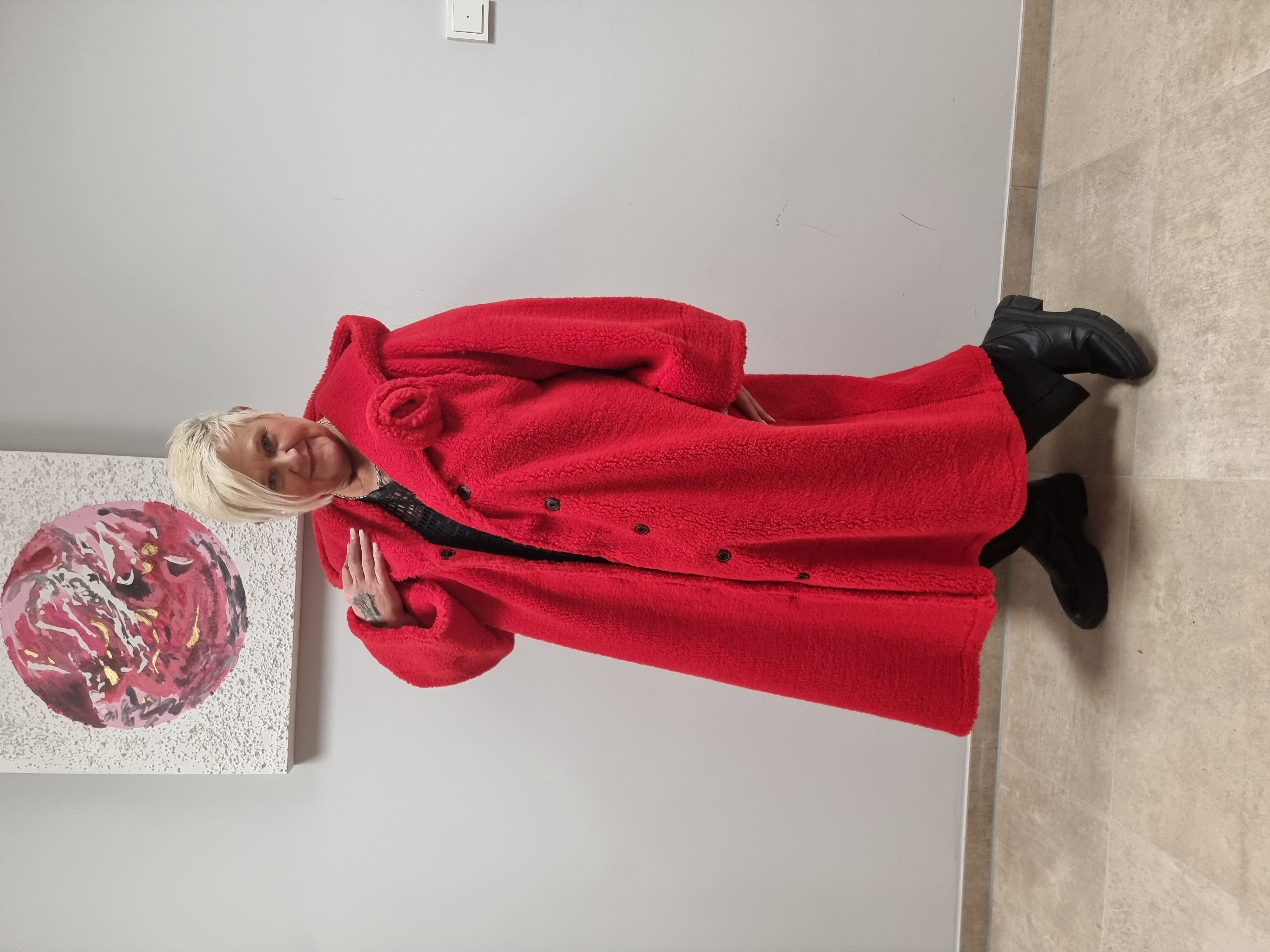 CN-G Teddy Mantel mit Kapuze in blau und rot 4 Größen bis Größe 62