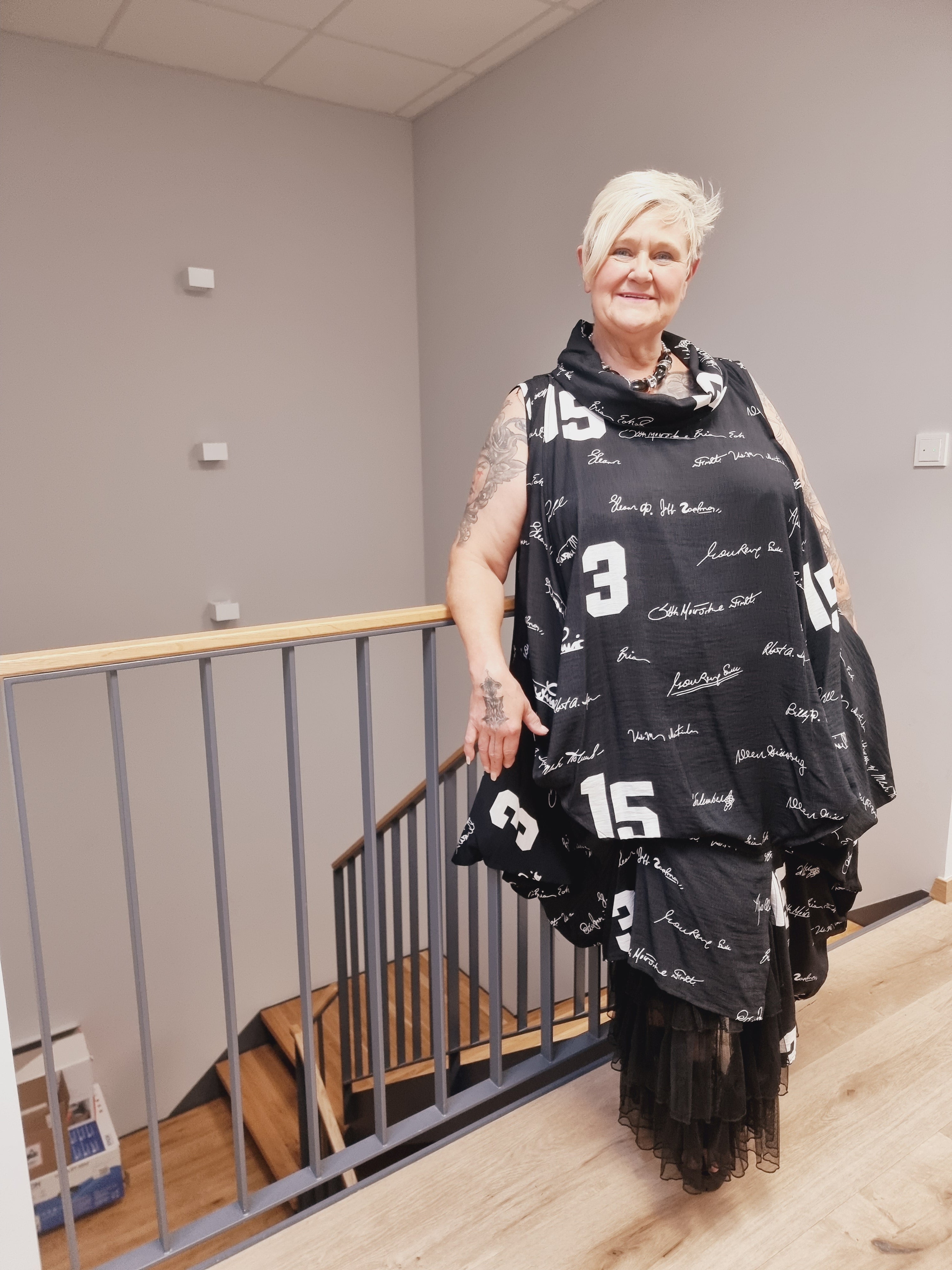 Kleid Longtunika von Mädchenglück in Schwarz Weiß und Rot Schwarz bis Gr 58/60
