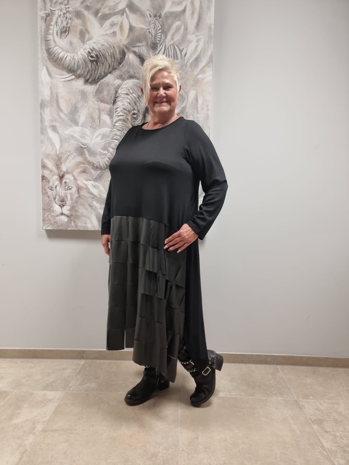 Kleid von CN-G in 4 Größen bis Größe 60 mit Lederoptik