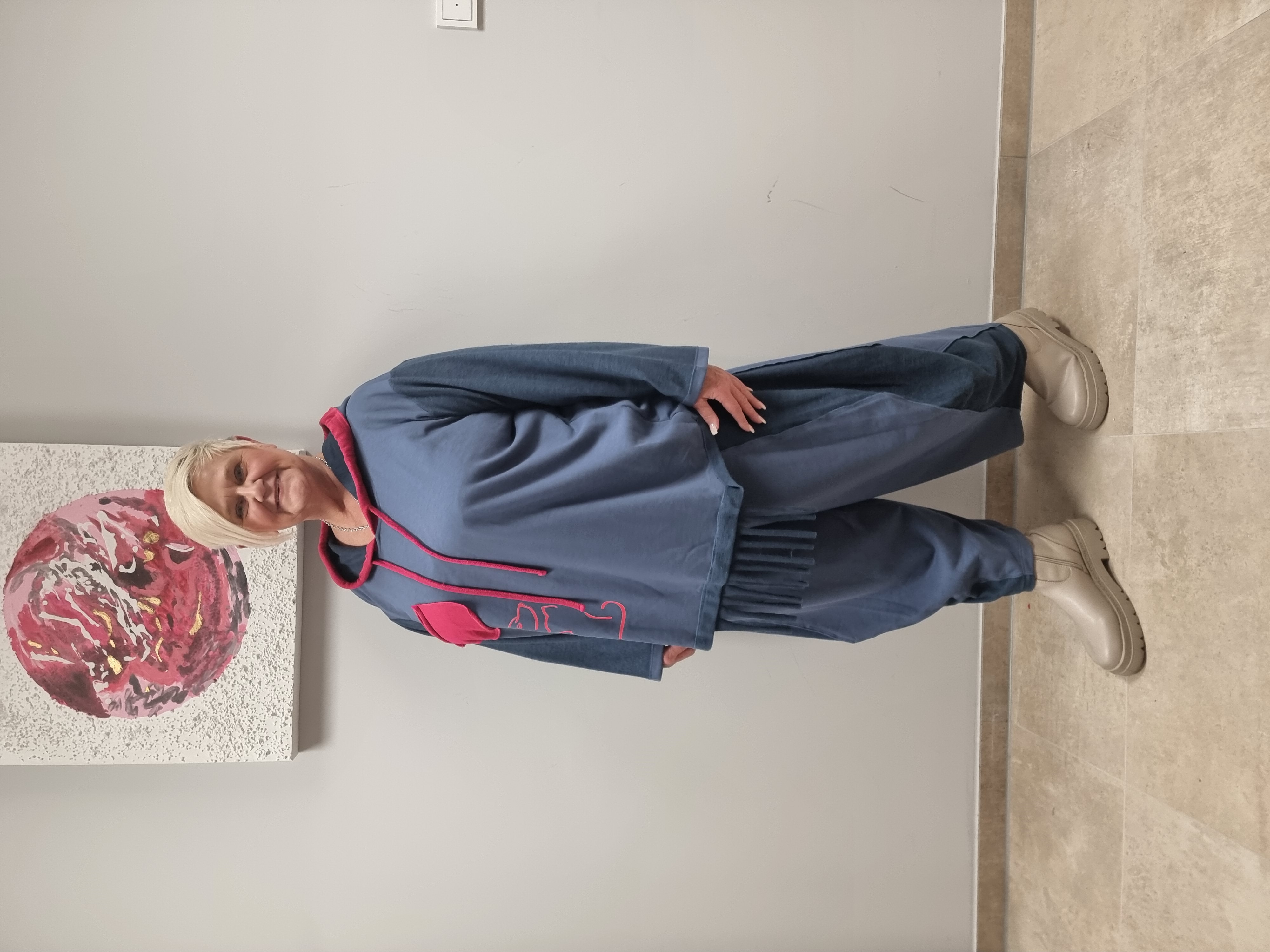 CN-G Zweiteiler aus Sweat mit Kapuzenpullover und Jogpant Hose in 2 Farben bis Gr 60