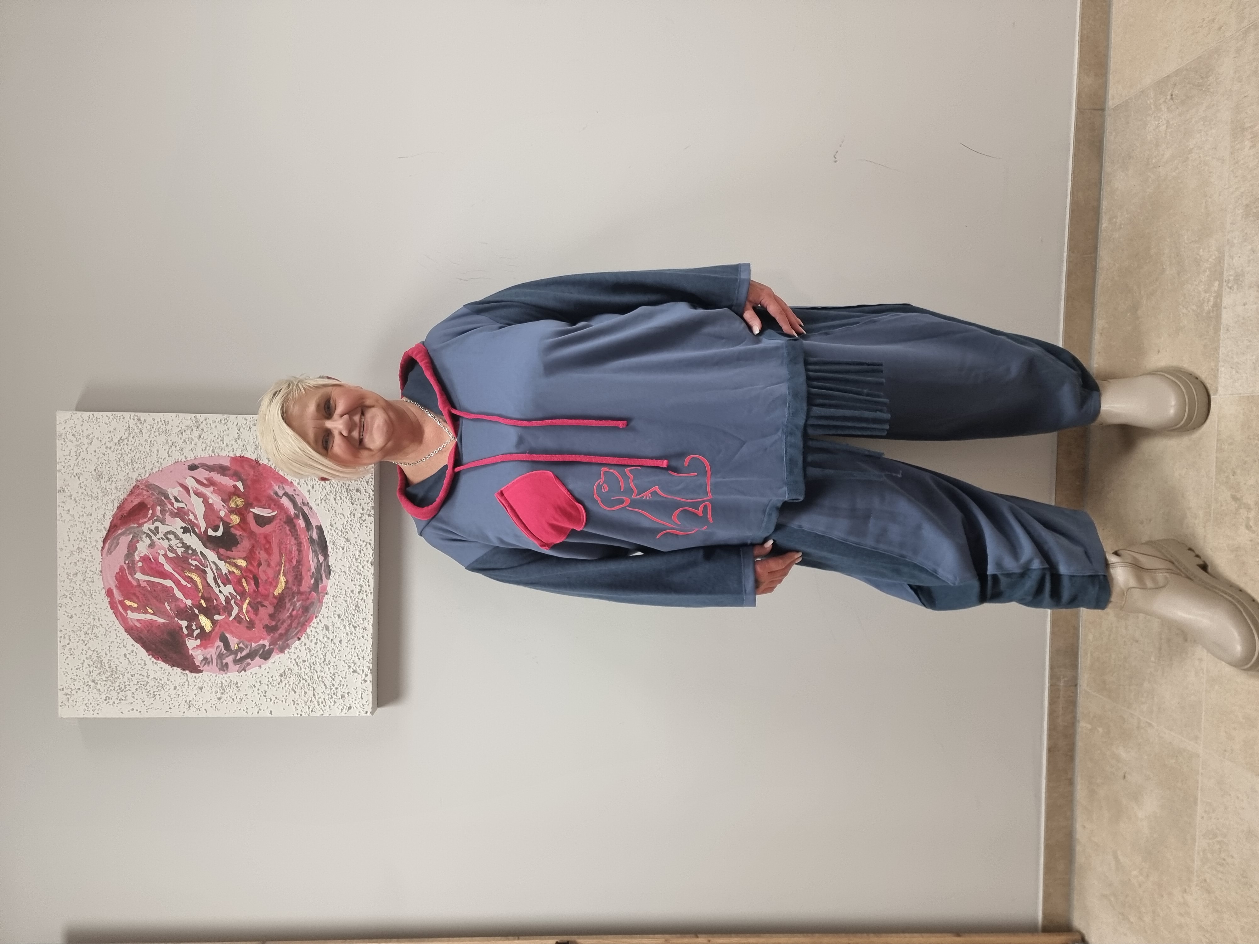 CN-G Zweiteiler aus Sweat mit Kapuzenpullover und Jogpant Hose in 2 Farben bis Gr 60