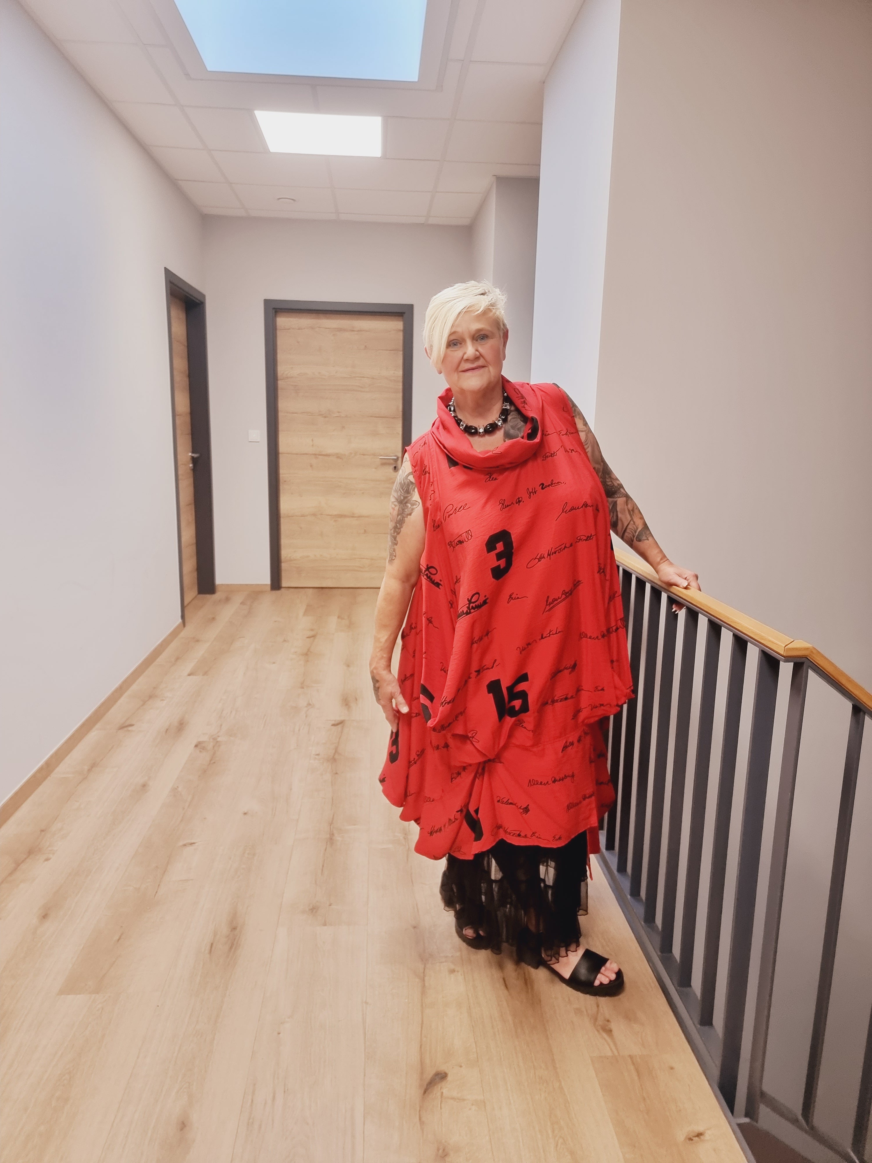 Kleid Longtunika von Mädchenglück in Schwarz Weiß und Rot Schwarz bis Gr 58/60